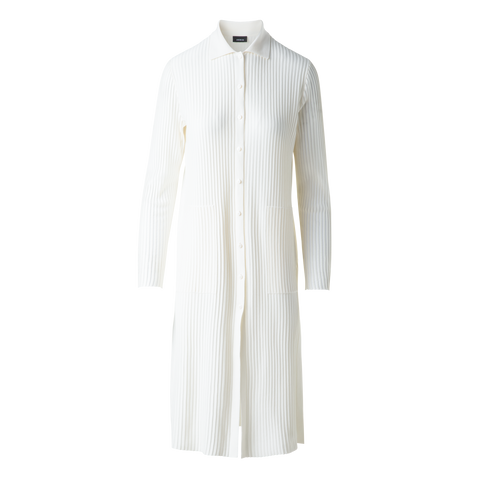 Long Knit Coat in Semi-Sheer Silk Cotton