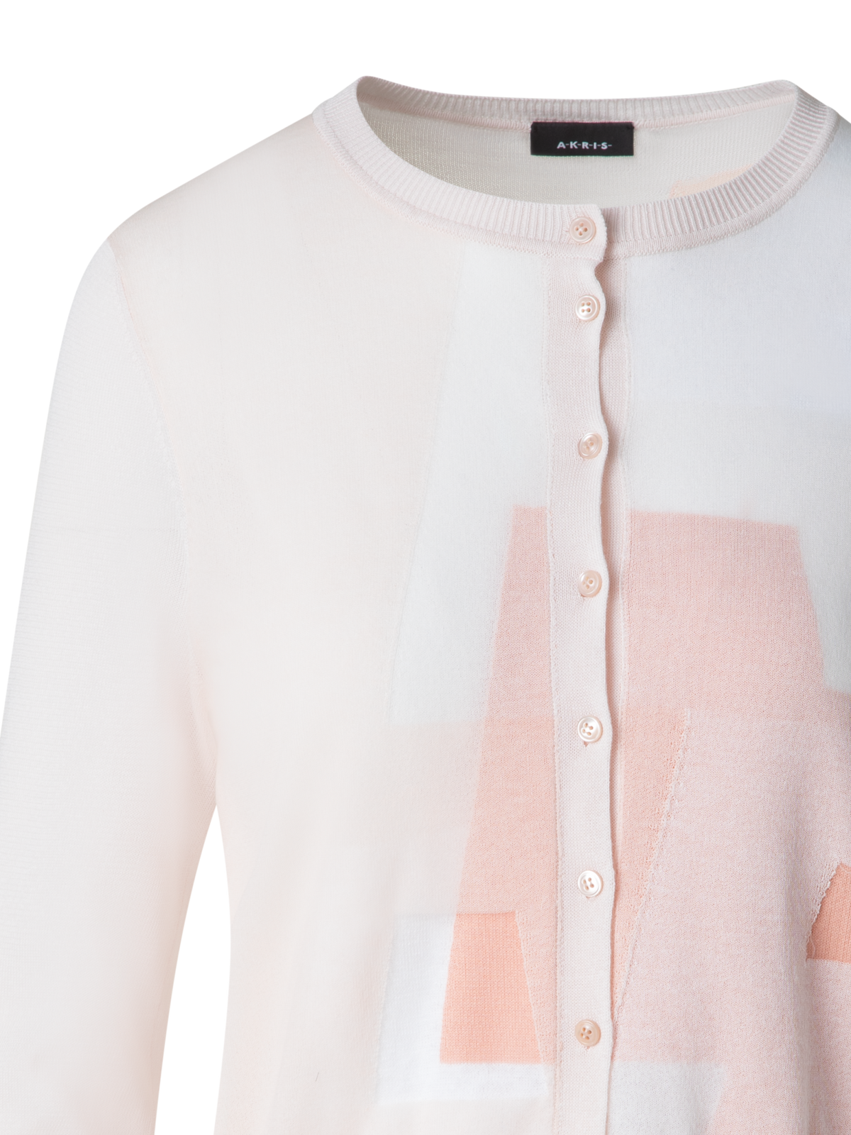 Designer Intarsien-Cardigan aus Leinenmischung - Bunt - Rosa