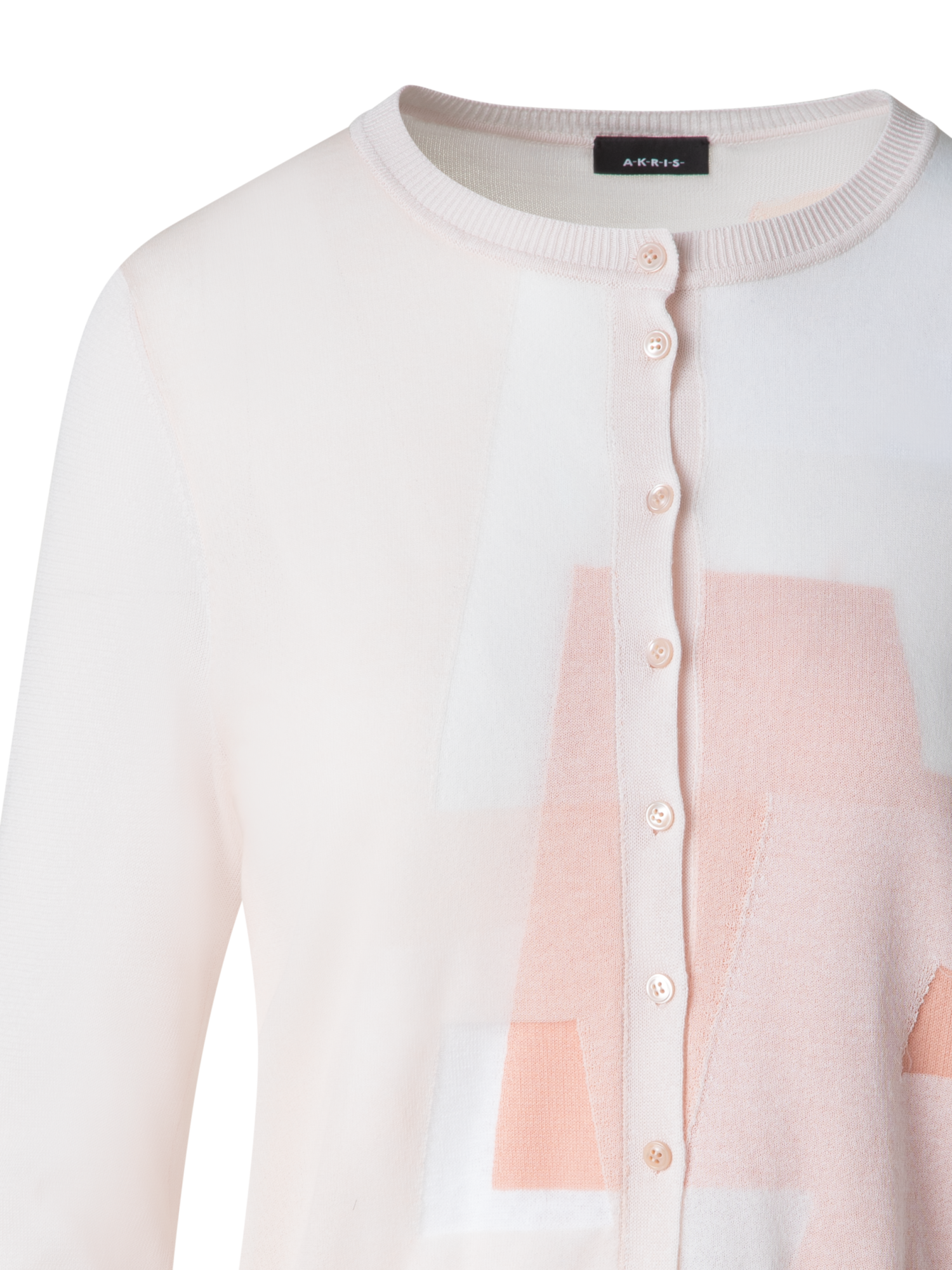 Designer Intarsien-Cardigan aus Leinenmischung - Bunt - Rosa