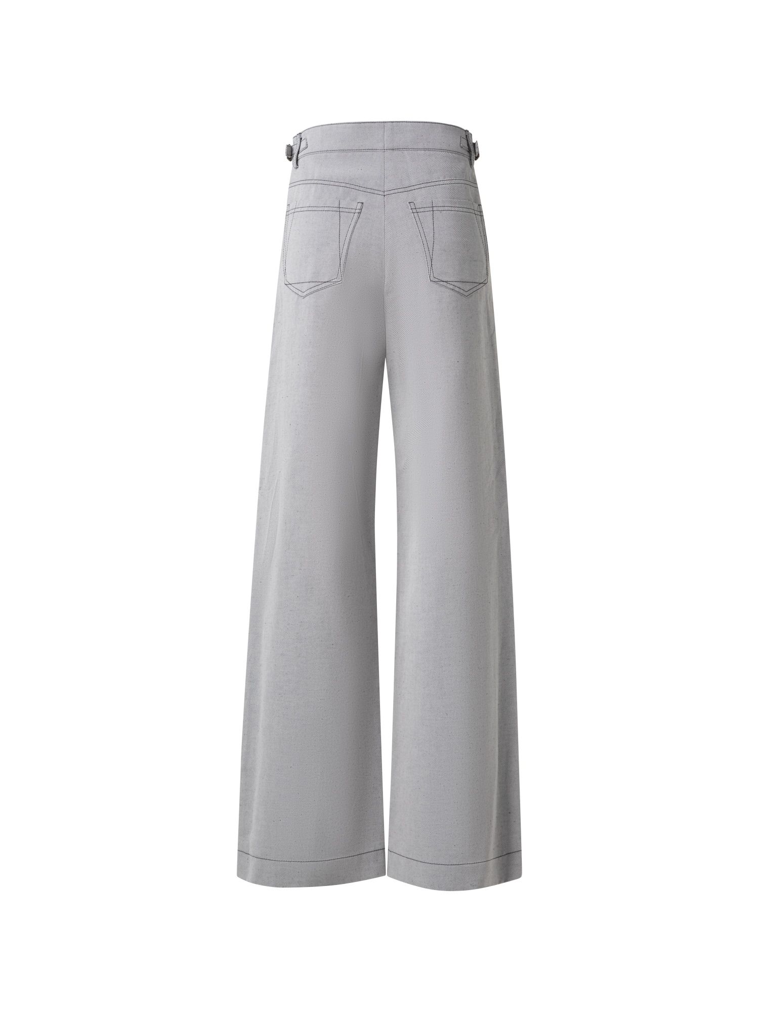 Designer Weite Hose aus Baumwoll-Denim-Stretch - Schwarz - Grau