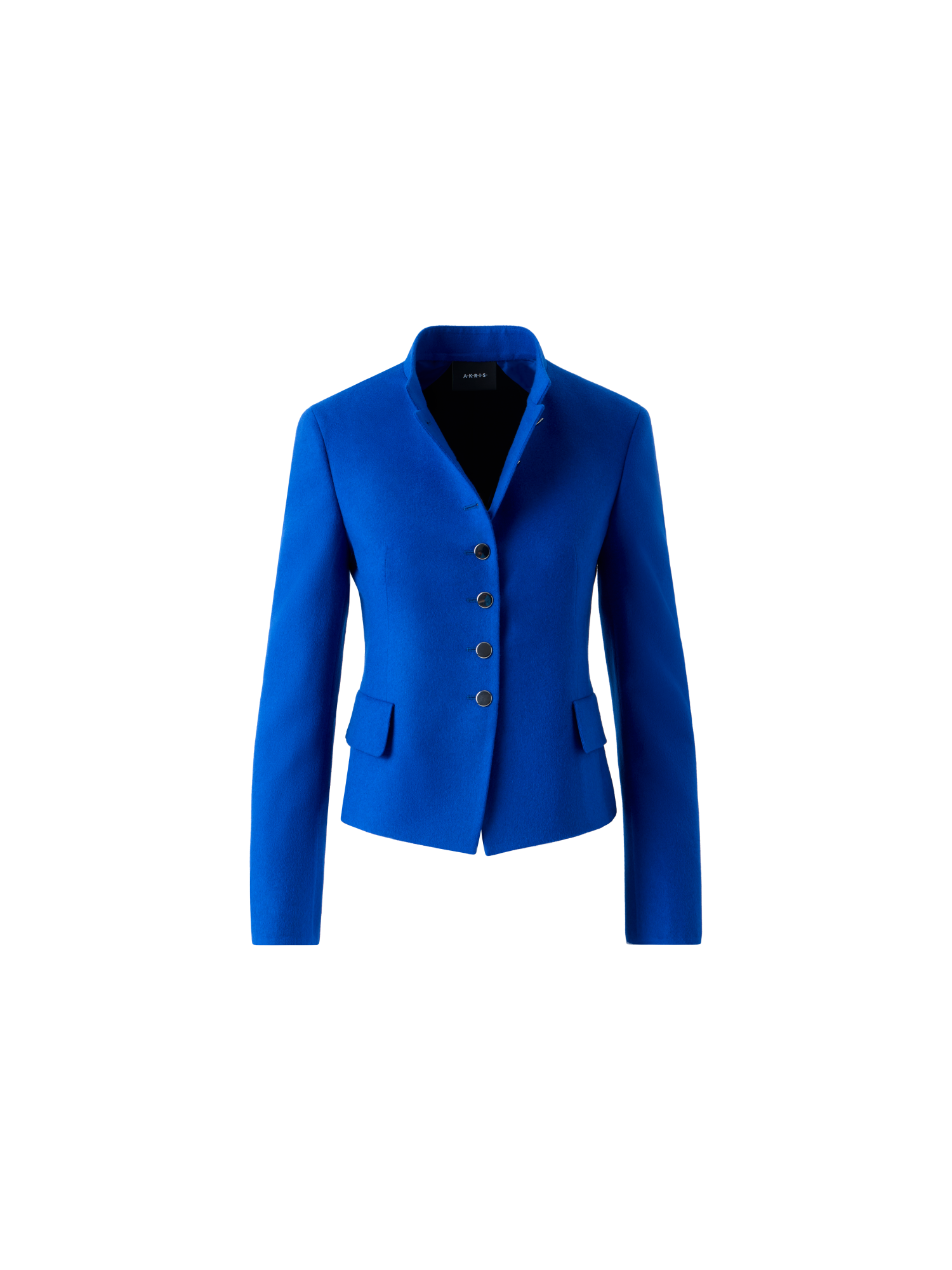 Designer Kurze Taillierte Wollflanell Doubleface Jacke - Blau