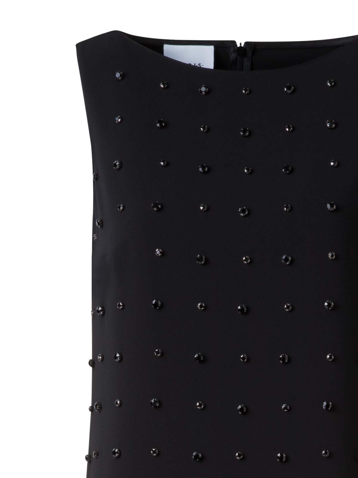 Designer Laser Cut Tunikakleid mit Diamant-Nieten - Schwarz