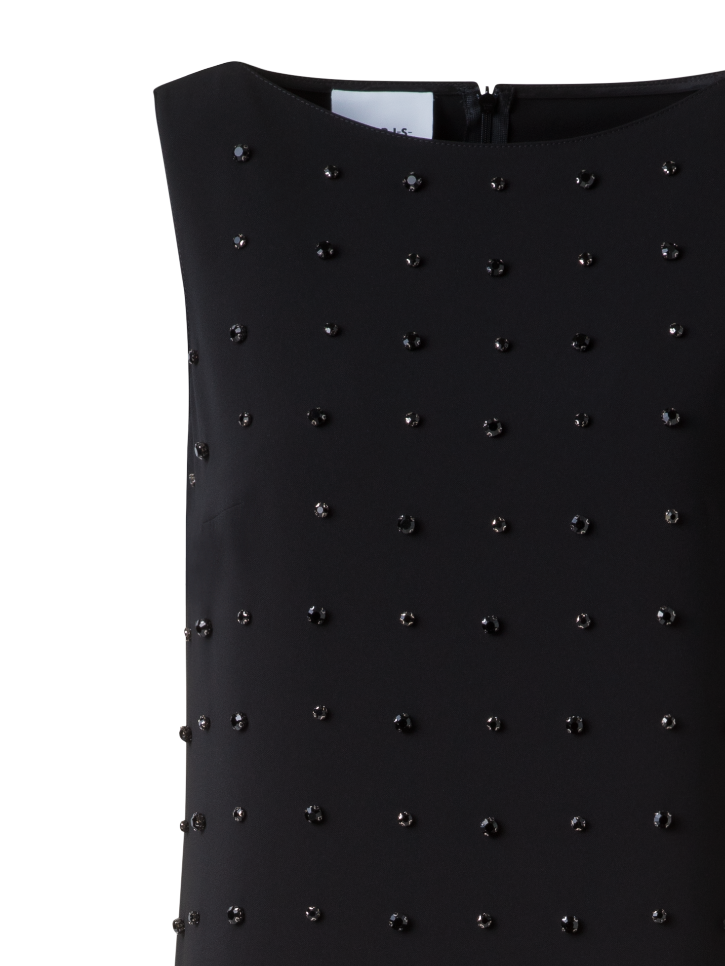 Designer Laser Cut Tunikakleid mit Diamant-Nieten - Schwarz