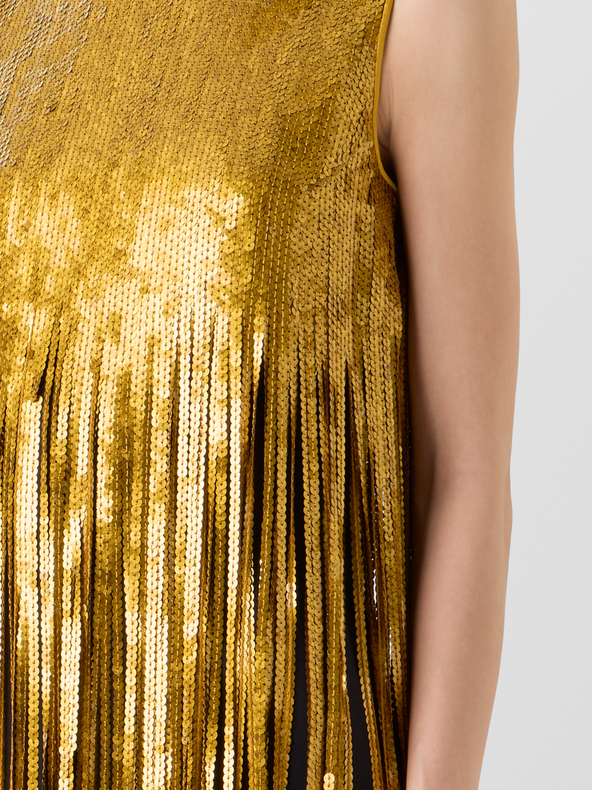 Designer Minikleid mit Paillettenfransen - Gold 