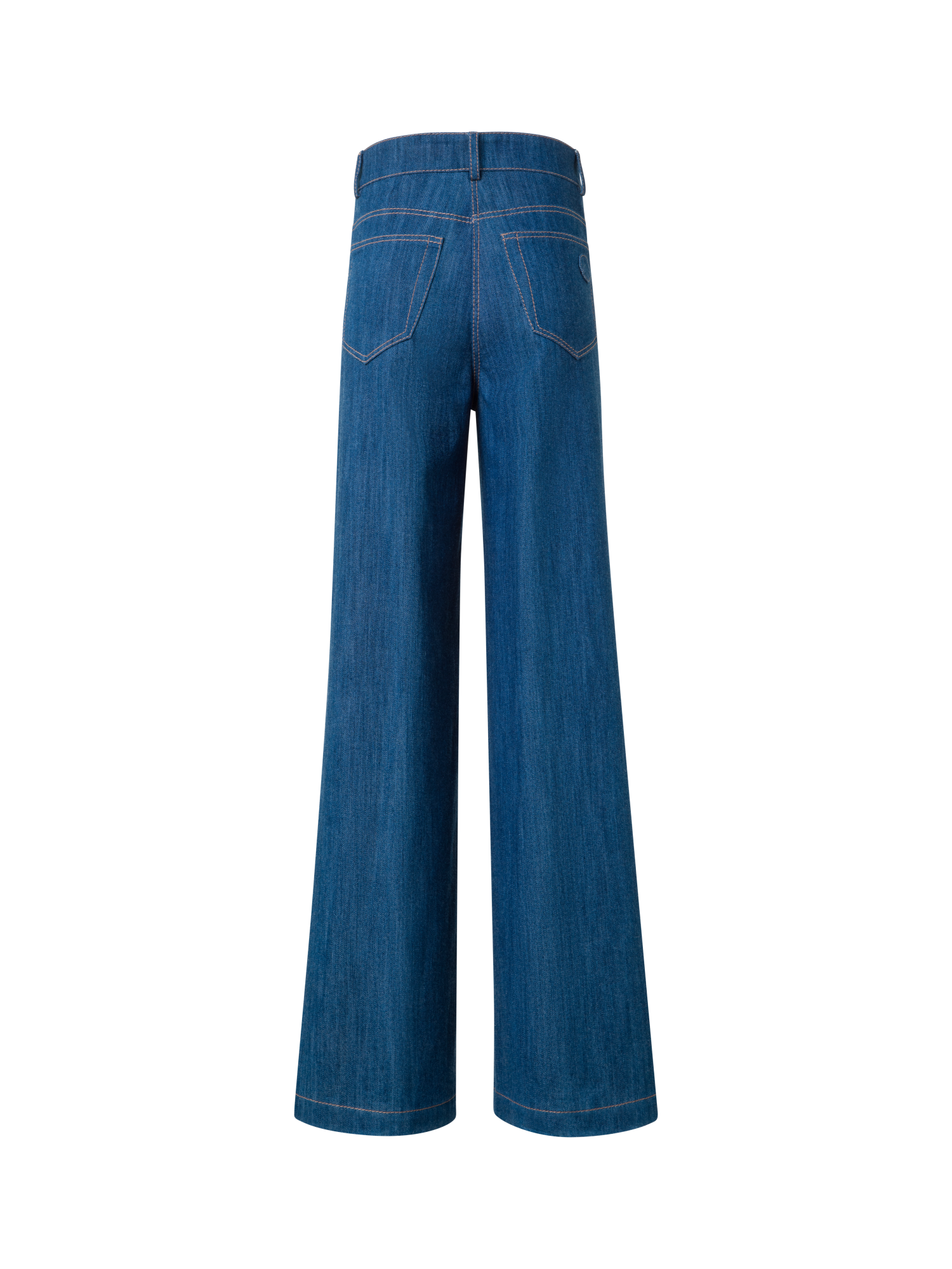 Designer Weite Hose aus Baumwoll-Denim-Stretch - Blau