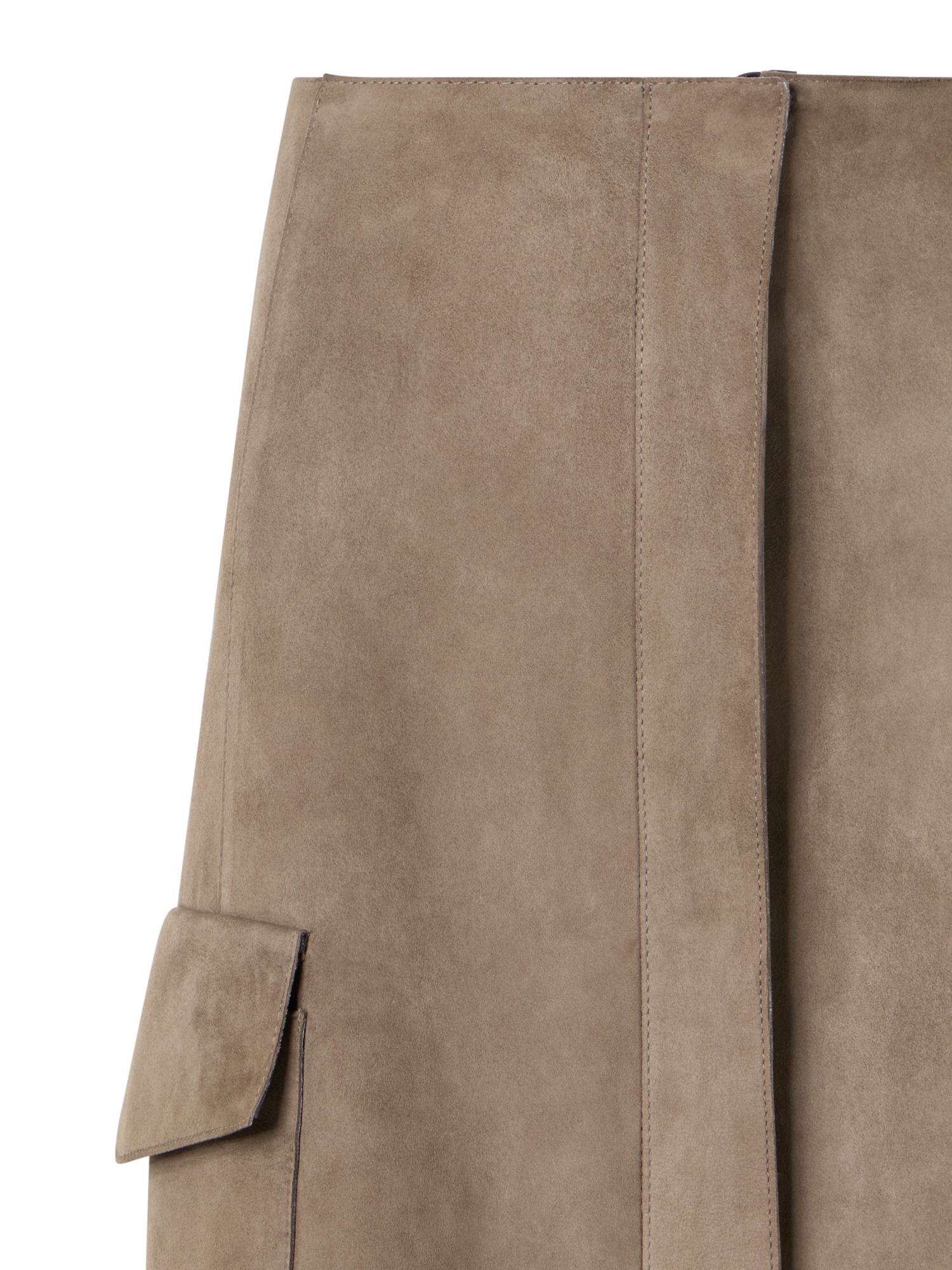 Designer Minirock aus Wildleder mit aufgesetzten Taschen - Beige