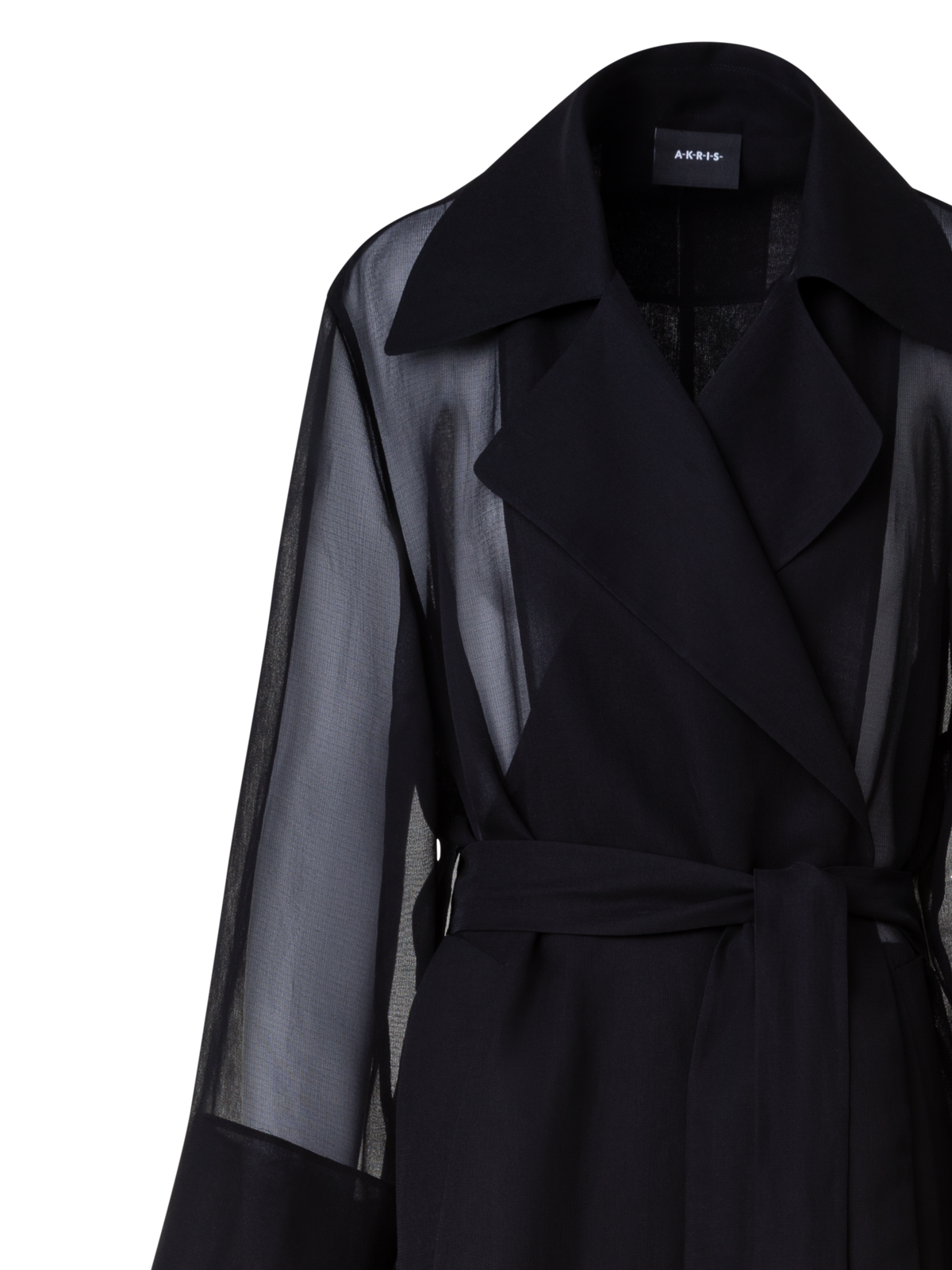 Designer Langer Trenchcoat aus Seide - Schwarz