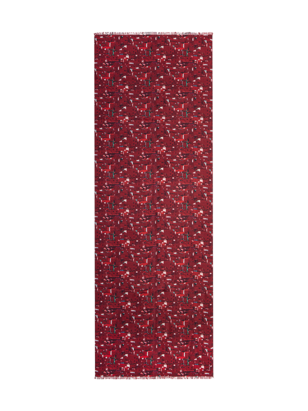 Designer Druck Schal - Schwarz - Weinrot - Grau - Rot - Weiss