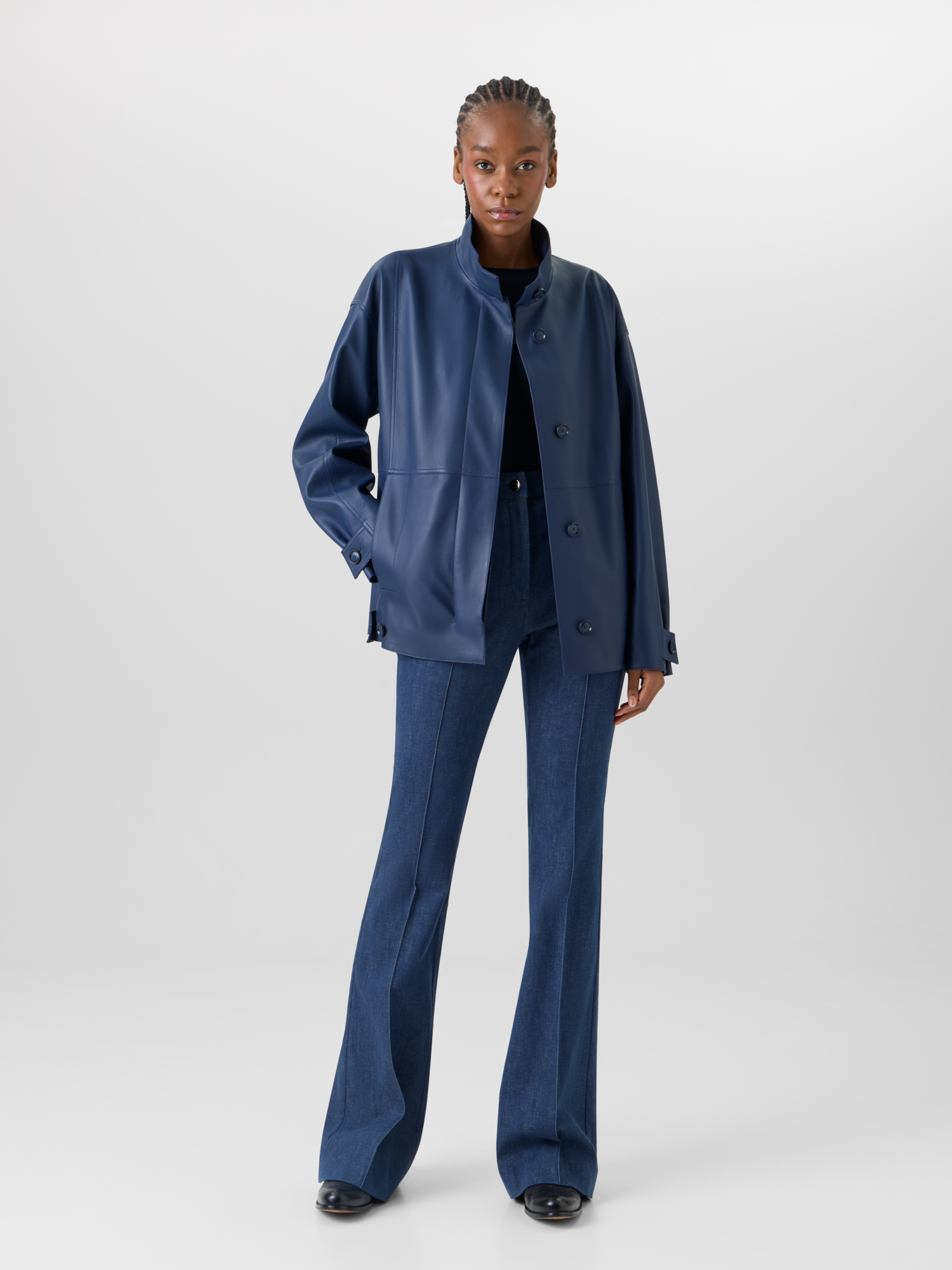 Designer Huma Jacke aus Lackleder - Blau 