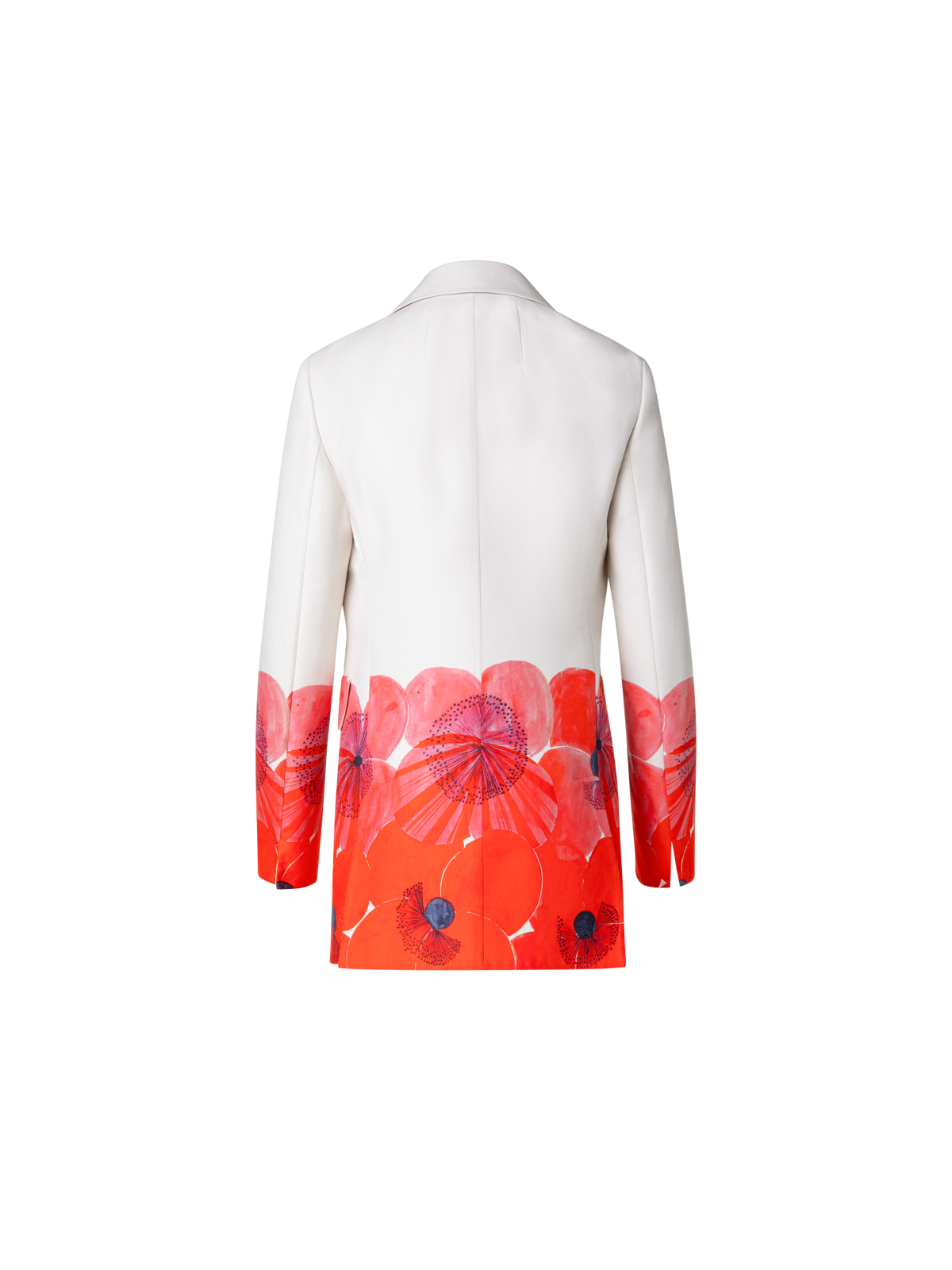 Designer Blazer aus Baumwollseide mit Poppy Druck - Bunt - Rot