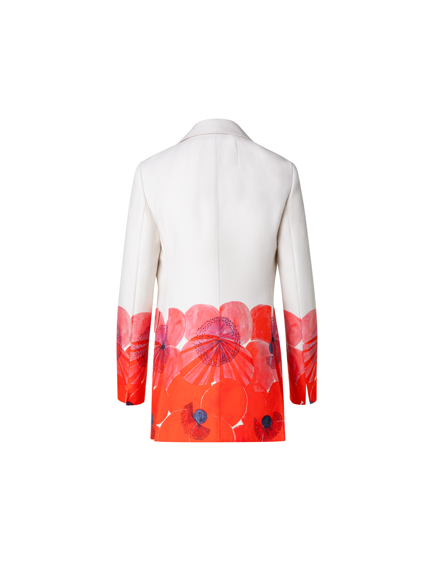 Designer Blazer aus Baumwollseide mit Poppy Druck - Bunt - Rot