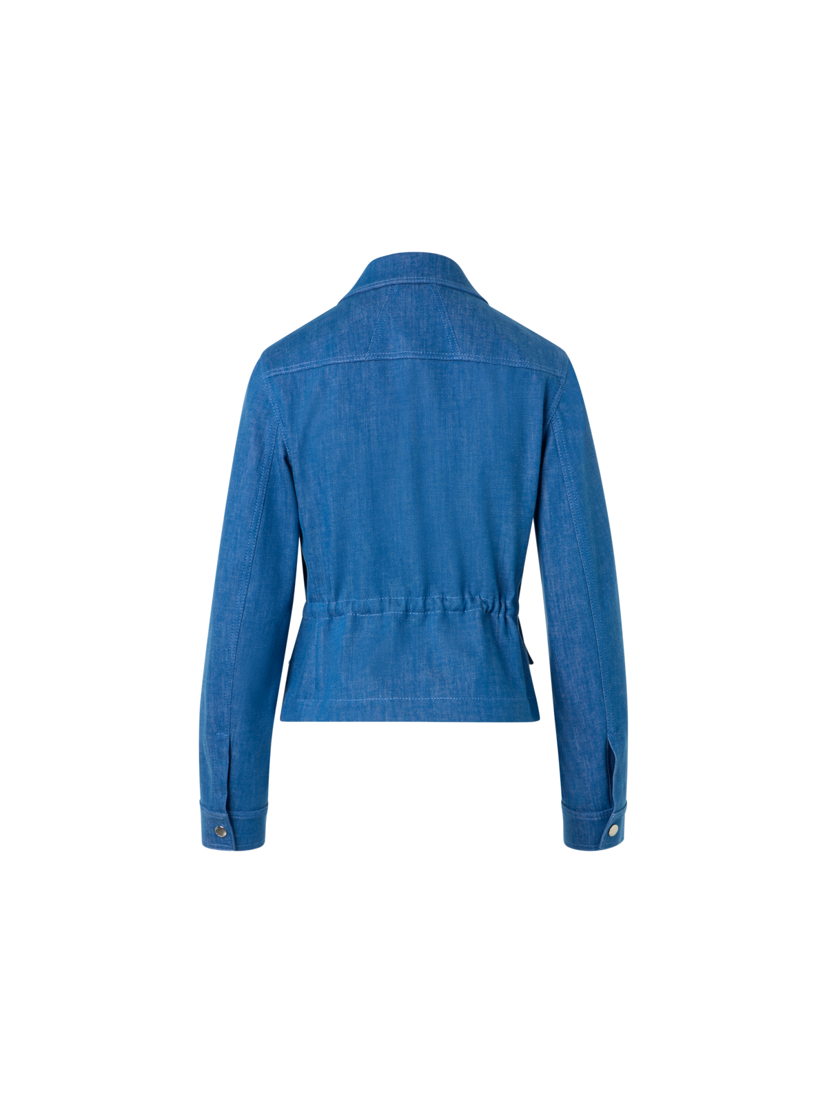 Designer Kurze Jacke aus Baumwoll-Stretch Denim - Blau
