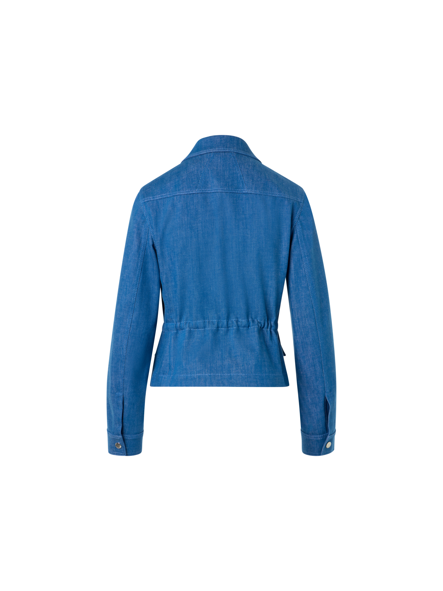 Designer Kurze Jacke aus Baumwoll-Stretch Denim - Blau