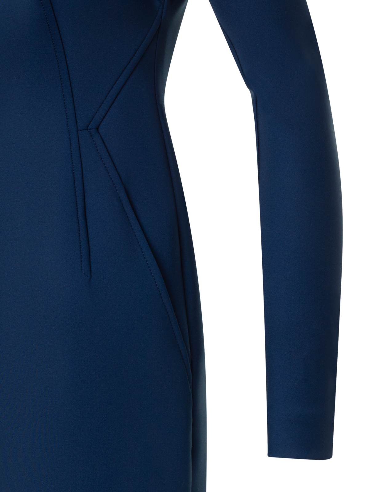 Designer Kurzes Techno Neopren Mock Neck Kleid - Dunkelblau - Blau