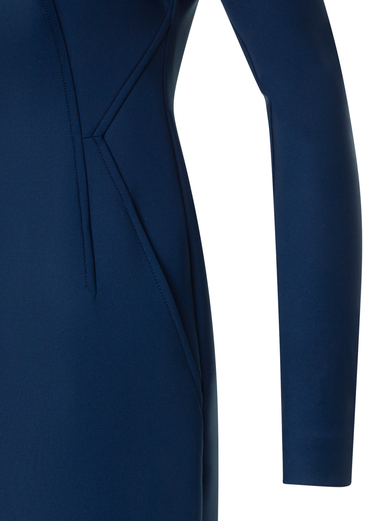 Designer Kurzes Techno Neopren Mock Neck Kleid - Dunkelblau - Blau