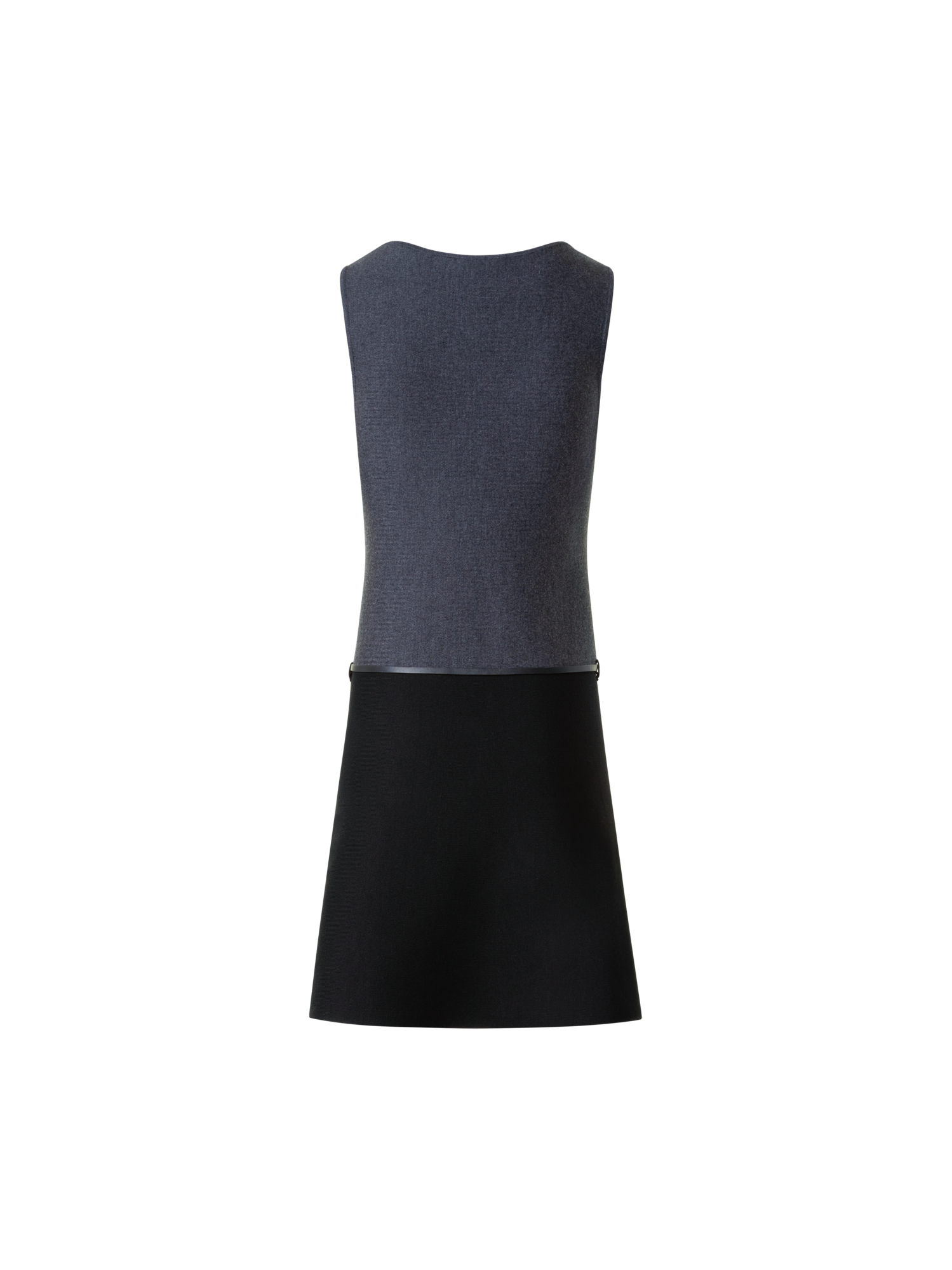 Designer A-Linie Milano Wolle Strickkleid mit Gürtel - Schwarz - Grau - Bunt