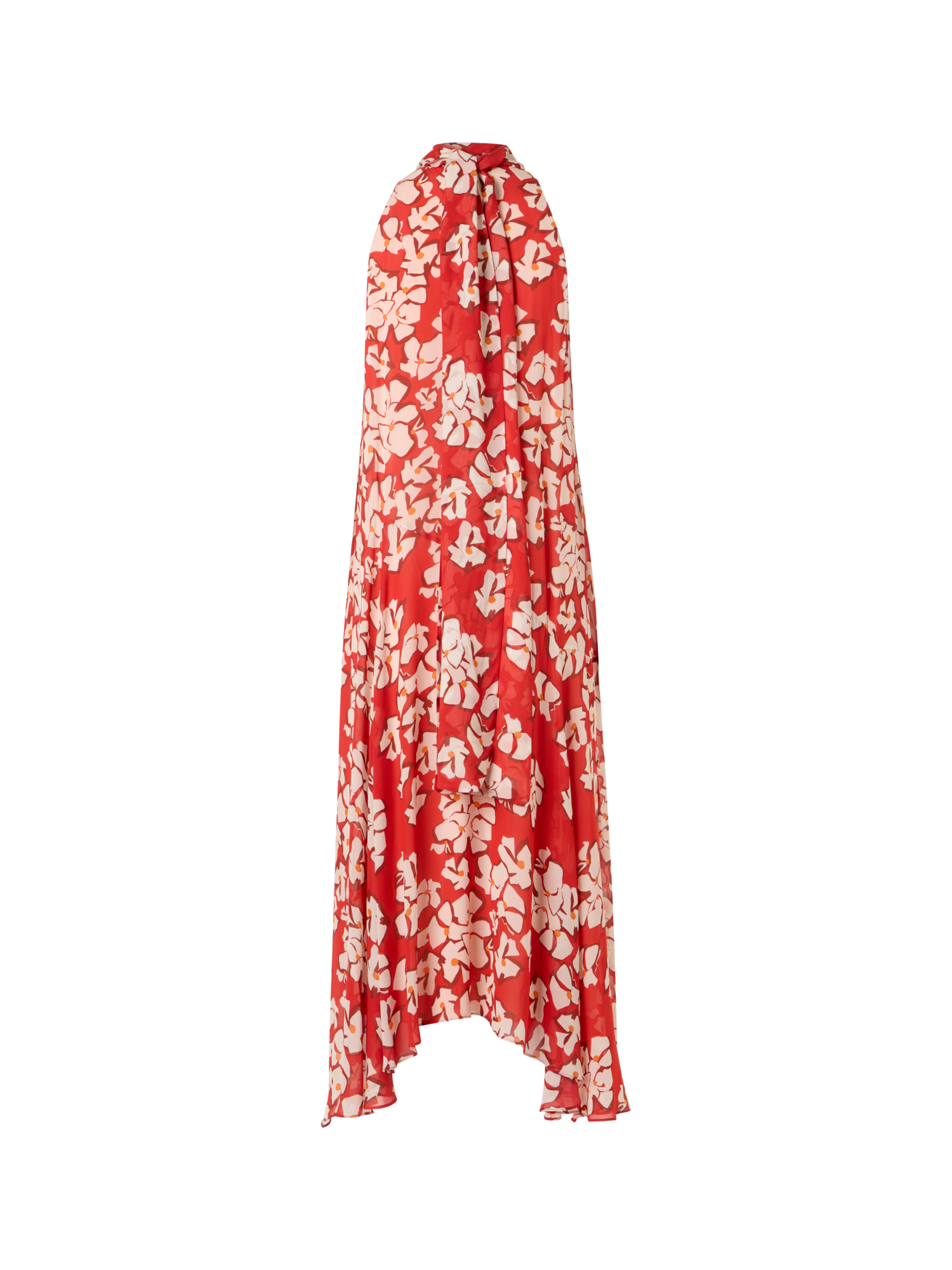 Designer Ärmelloses Midi-Kleid mit Papercut Flower Print - Rot