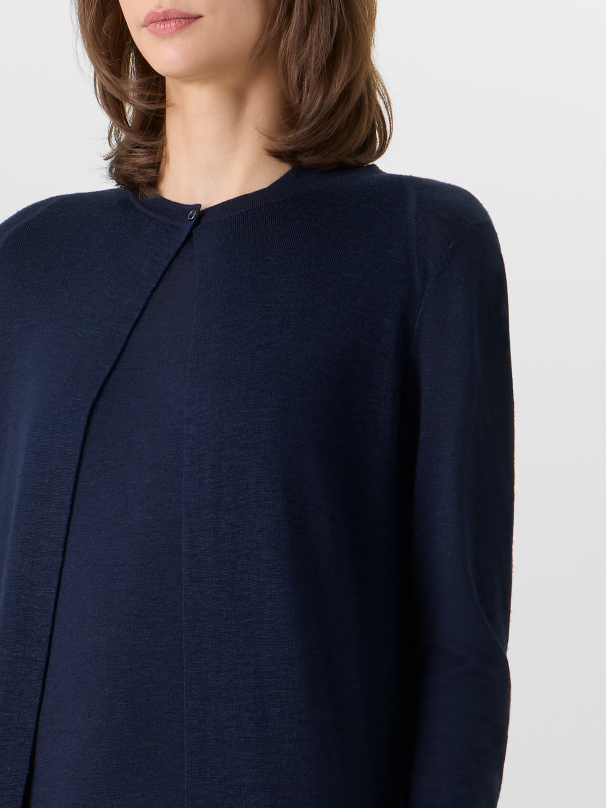 Designer Langärmeliger Strickmantel aus Leinen-Seide - Dunkelblau #editorial