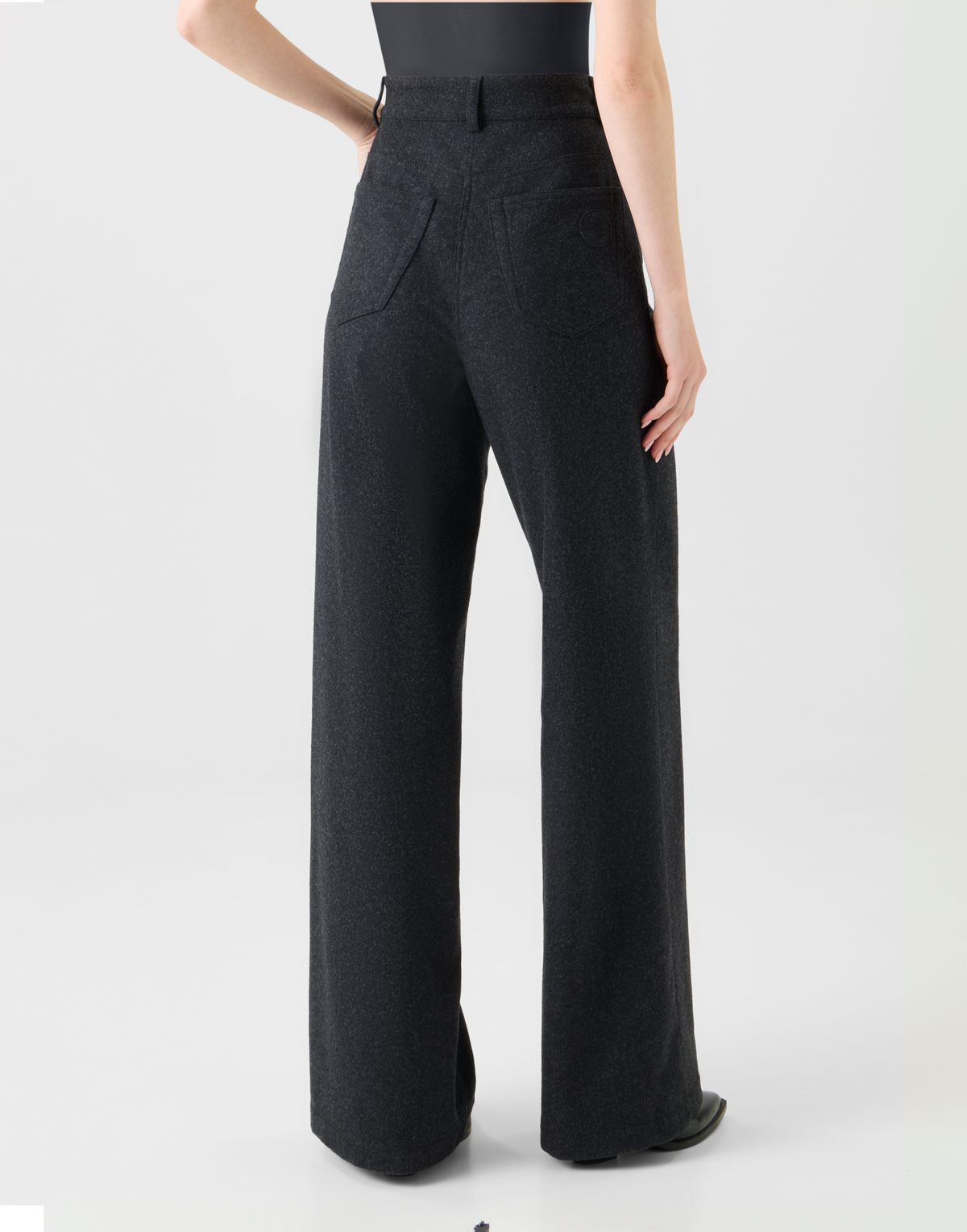 Designer Weite winterliche Wollflanell Hose - Grau #editorial