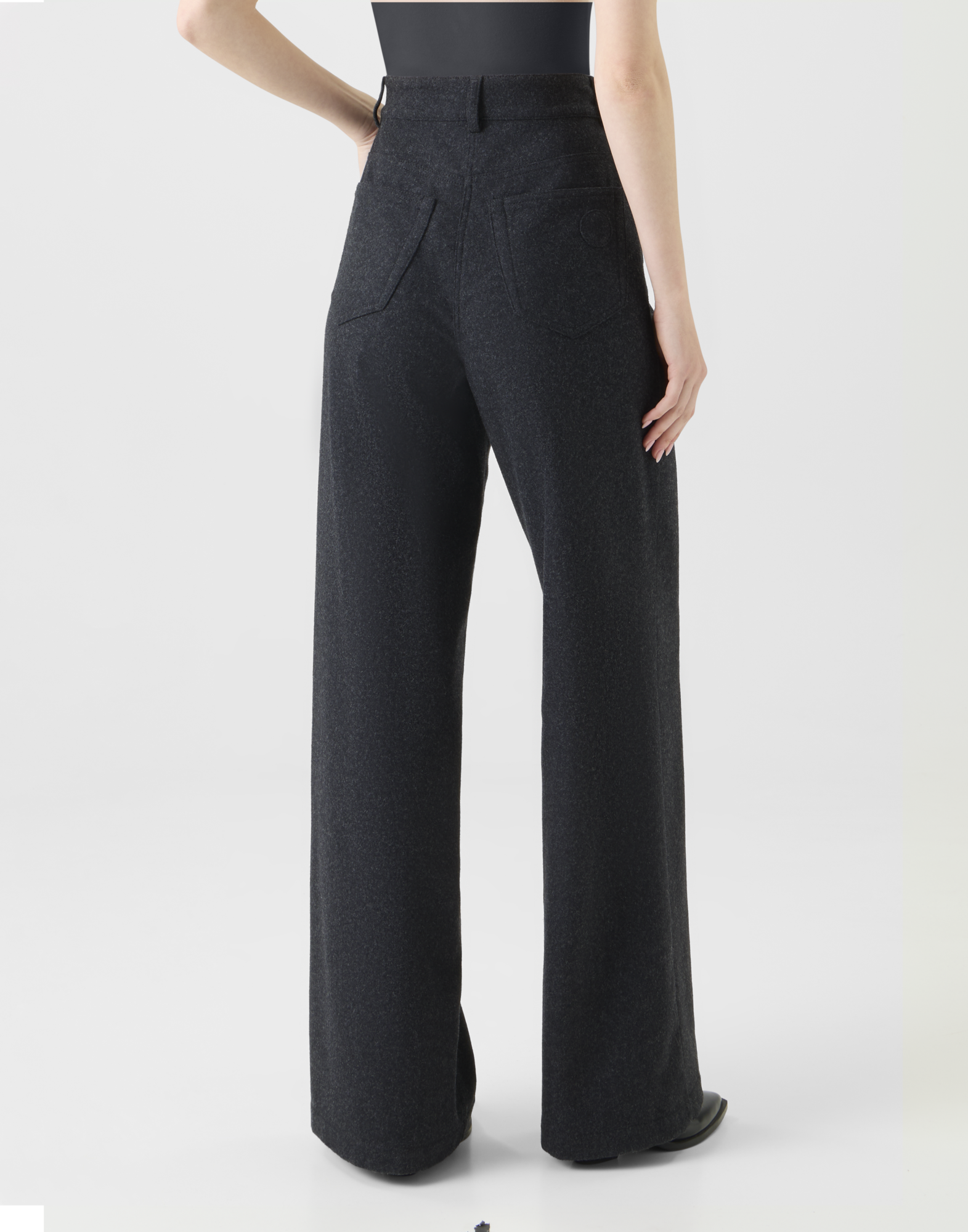 Designer Weite winterliche Wollflanell Hose - Grau 