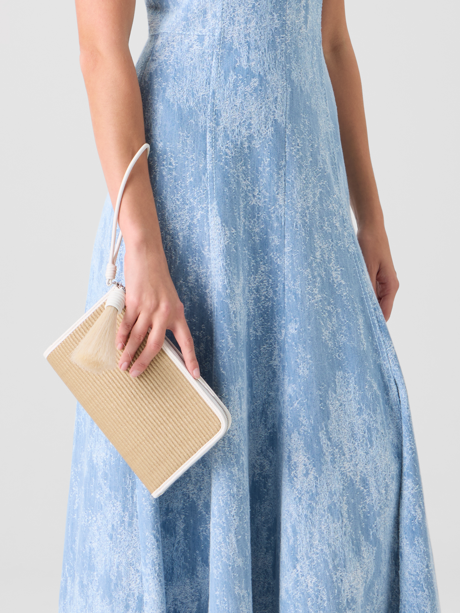 Designer Alexa Tassle Pouch - Beige 