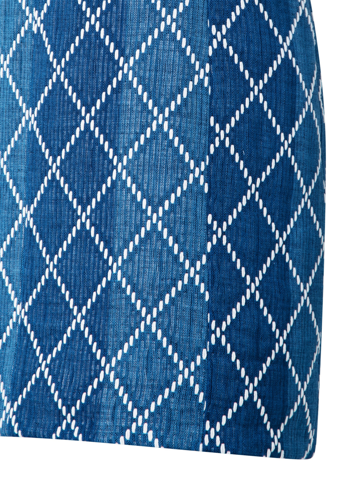Designer Mini-Baumwoll-Etuikleid mit Diamant-Jacquard - Blau - Bunt