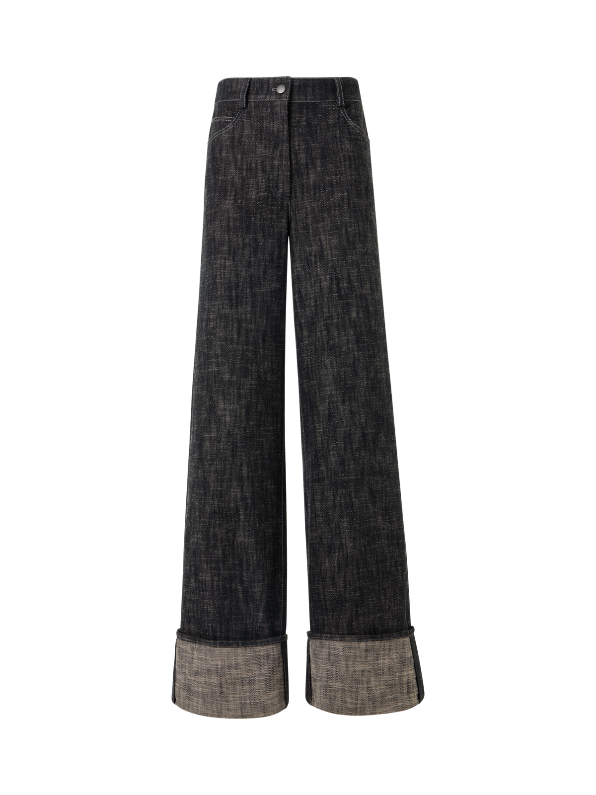Designer Cooper Wide-Leg Hose aus schwerem, gewaschenem Baumwoll-Denim - Schwarz