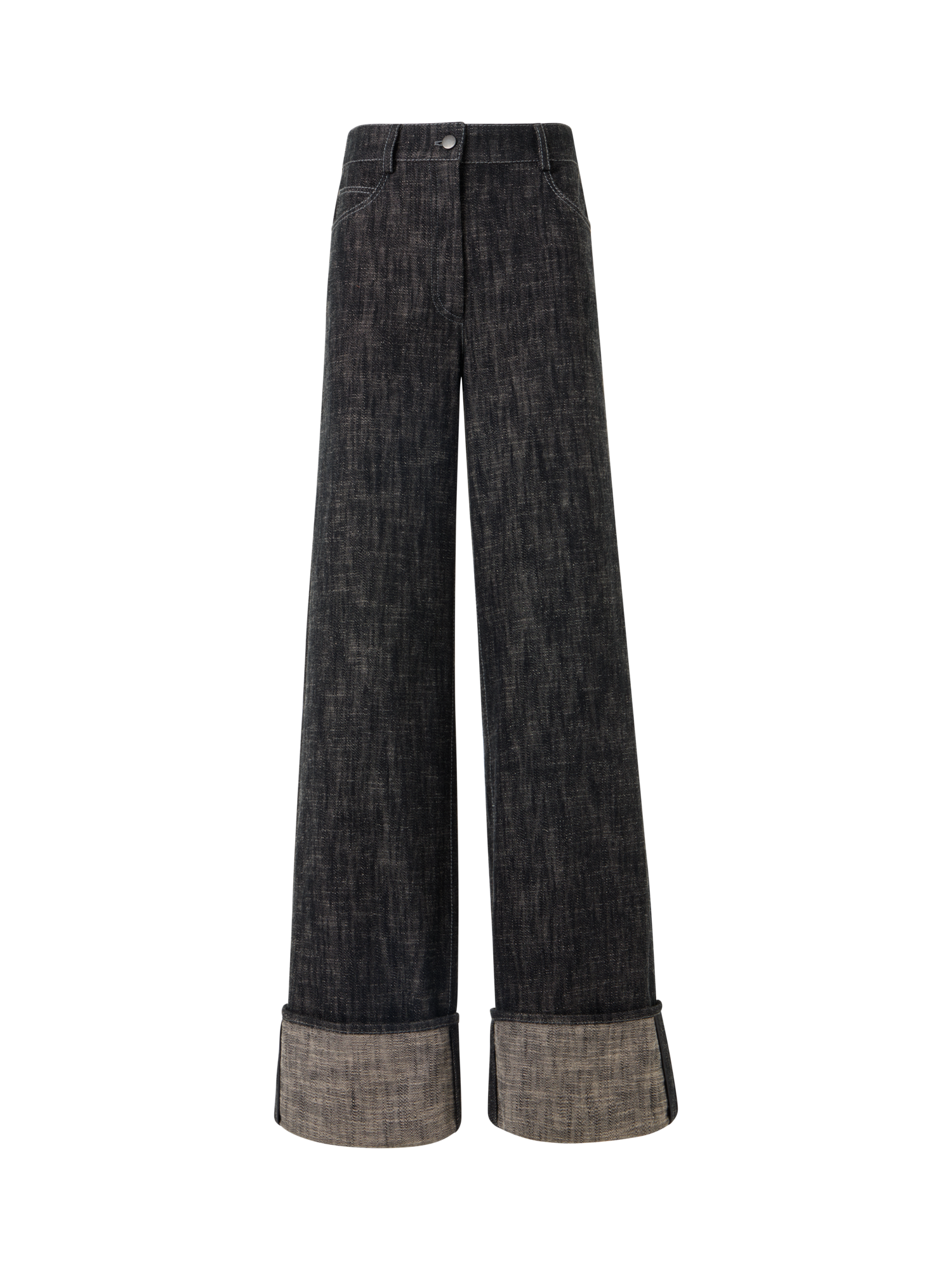 Designer Cooper Wide-Leg Hose aus schwerem, gewaschenem Baumwoll-Denim - Schwarz