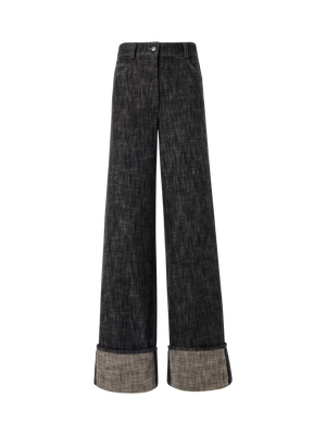 Designer Cooper Wide-Leg Hose aus schwerem, gewaschenem Baumwoll-Denim - Schwarz