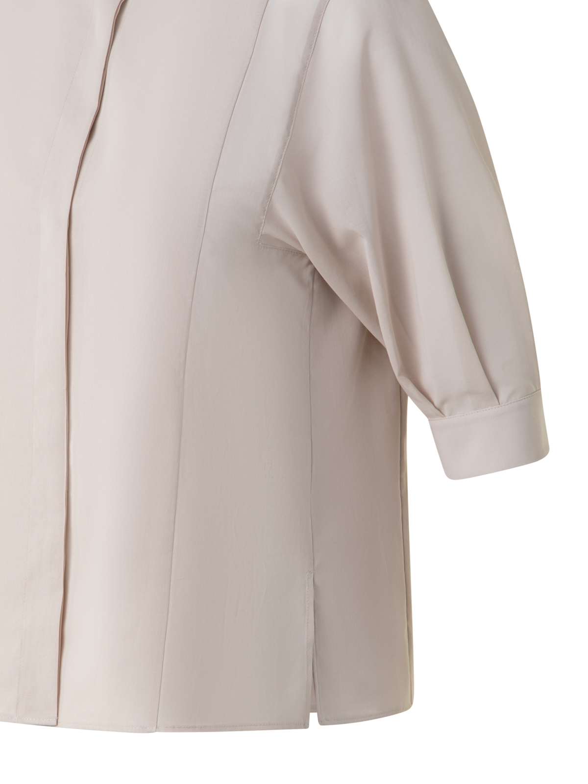 Designer Baumwollbluse mit transparenten Volumenärmeln - Grau - Beige