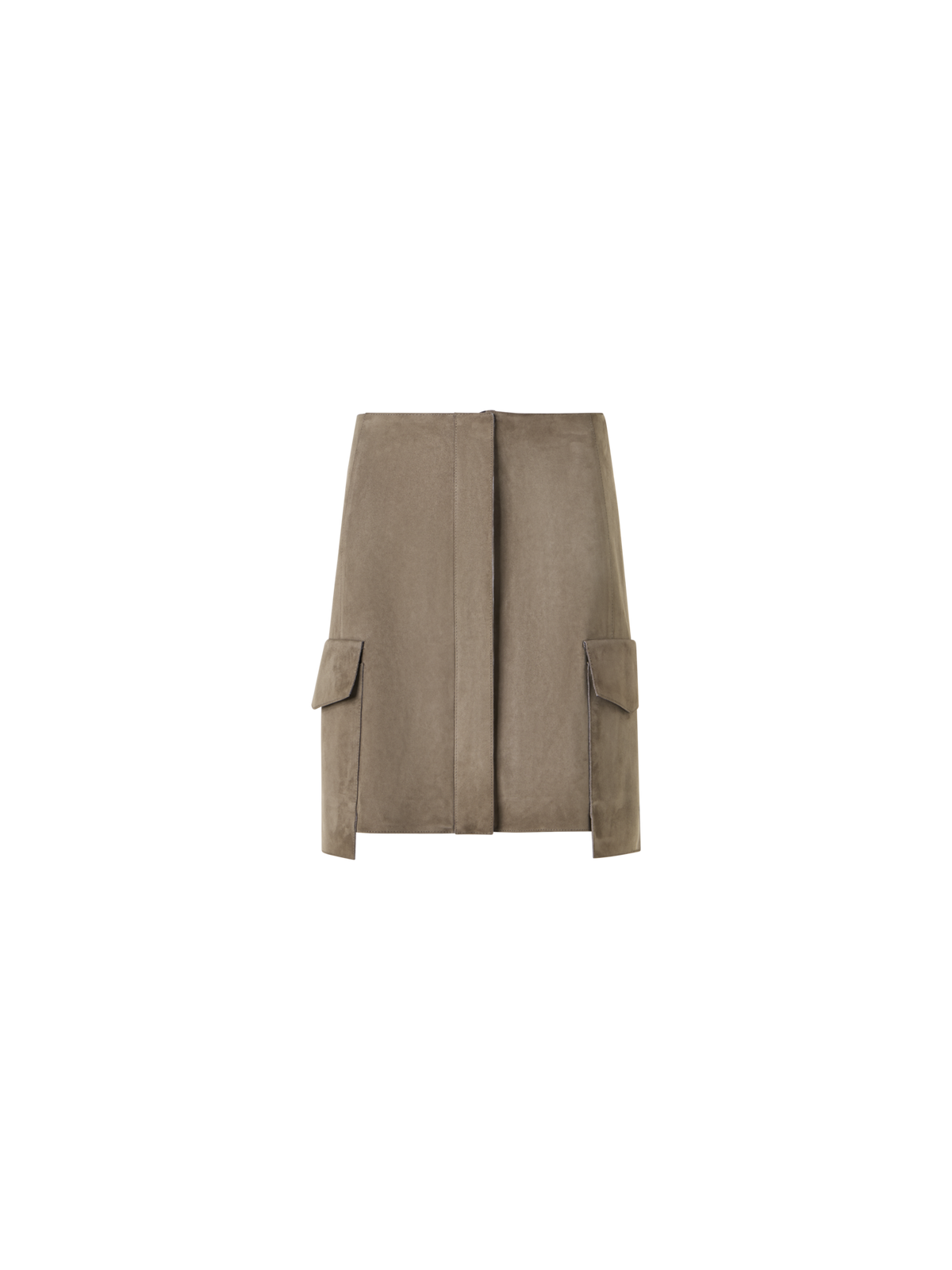 Designer Minirock aus Wildleder mit aufgesetzten Taschen - Beige