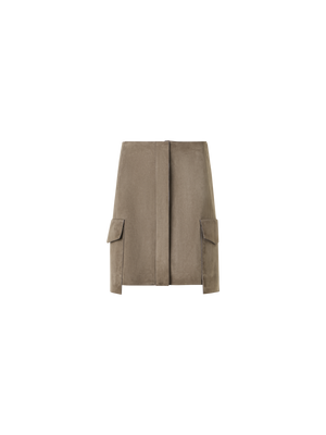 Designer Minirock aus Wildleder mit aufgesetzten Taschen - Beige