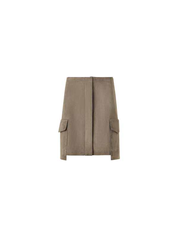 Designer Minirock aus Wildleder mit aufgesetzten Taschen - Beige