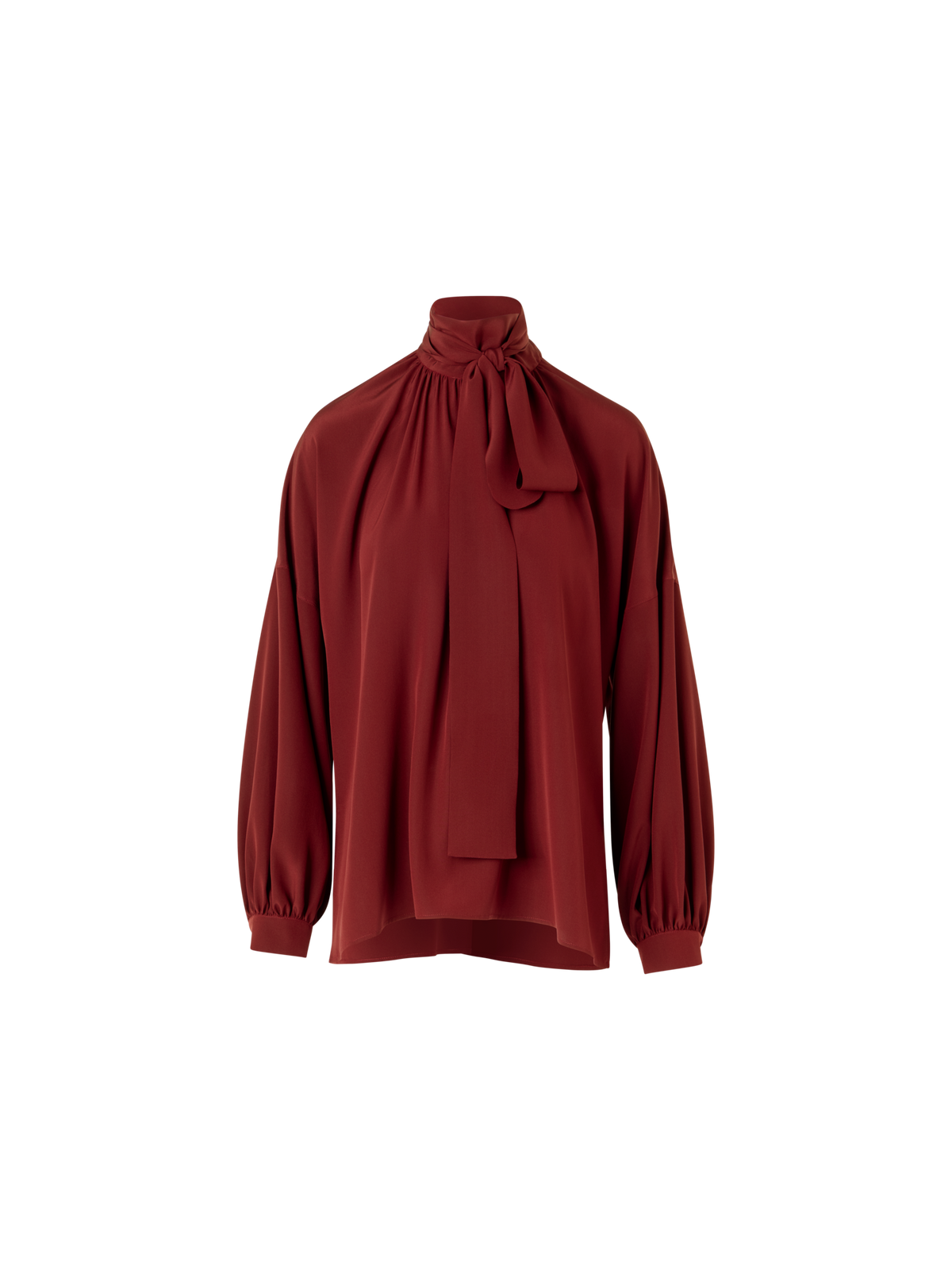 Designer Langärmelige Bluse aus Seiden-Crêpe-de-Chine - Rot