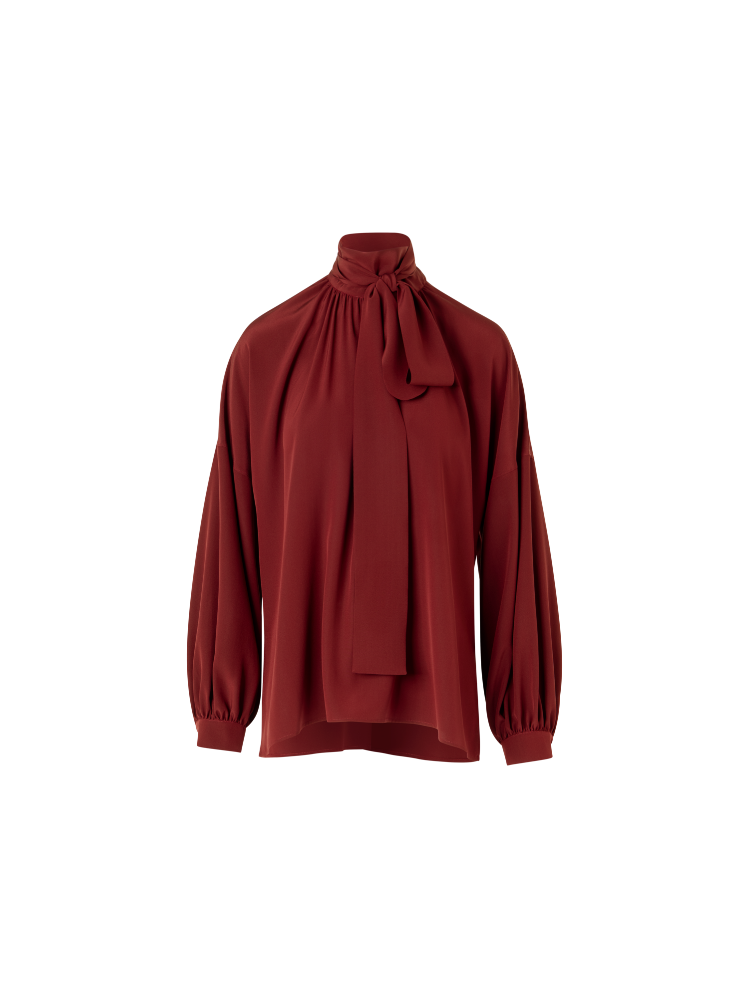 Designer Langärmelige Bluse aus Seiden-Crêpe-de-Chine - Rot