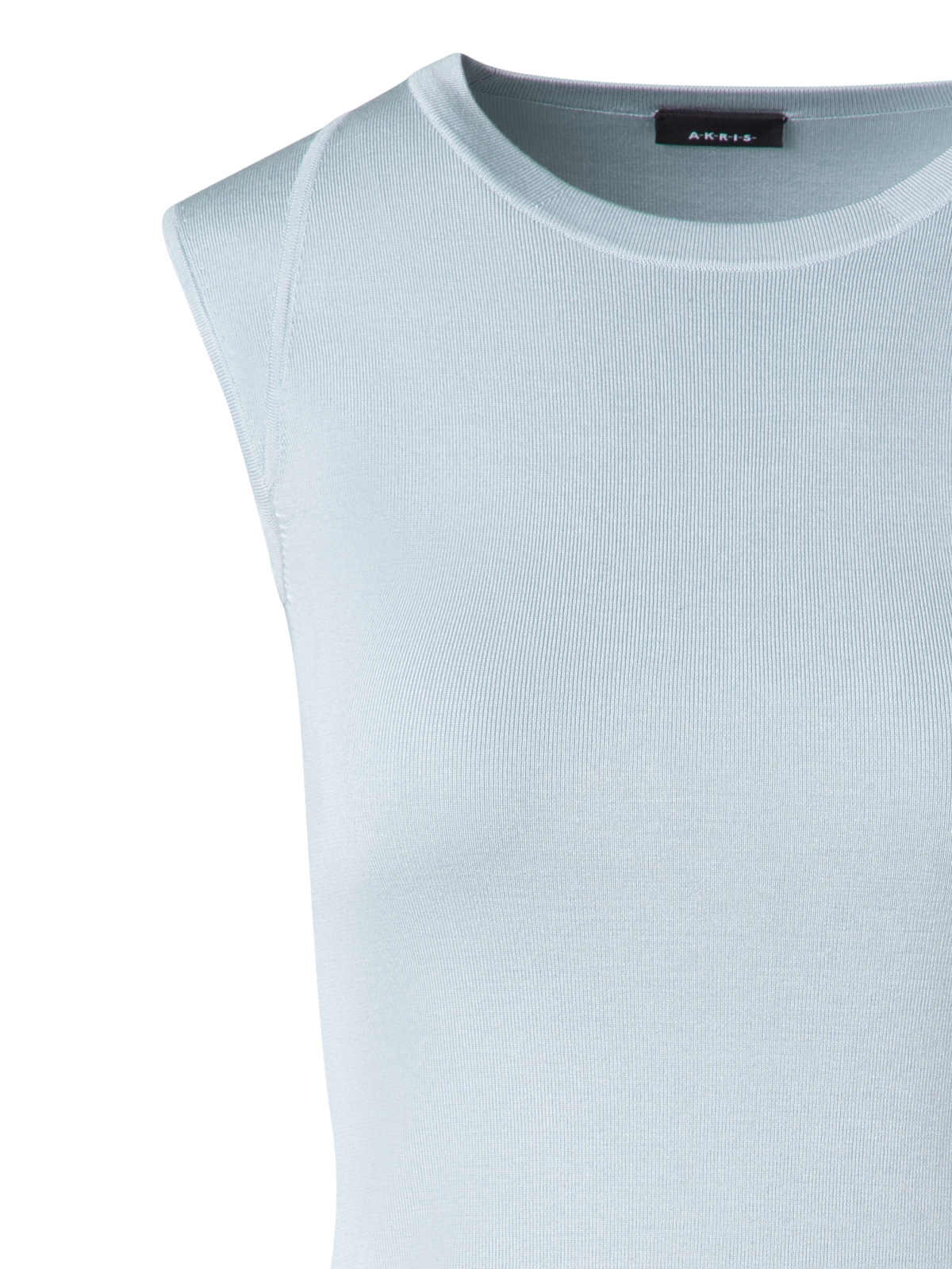 Designer Ärmelloses Strick Oberteil in Seiden-Stretch - Blau