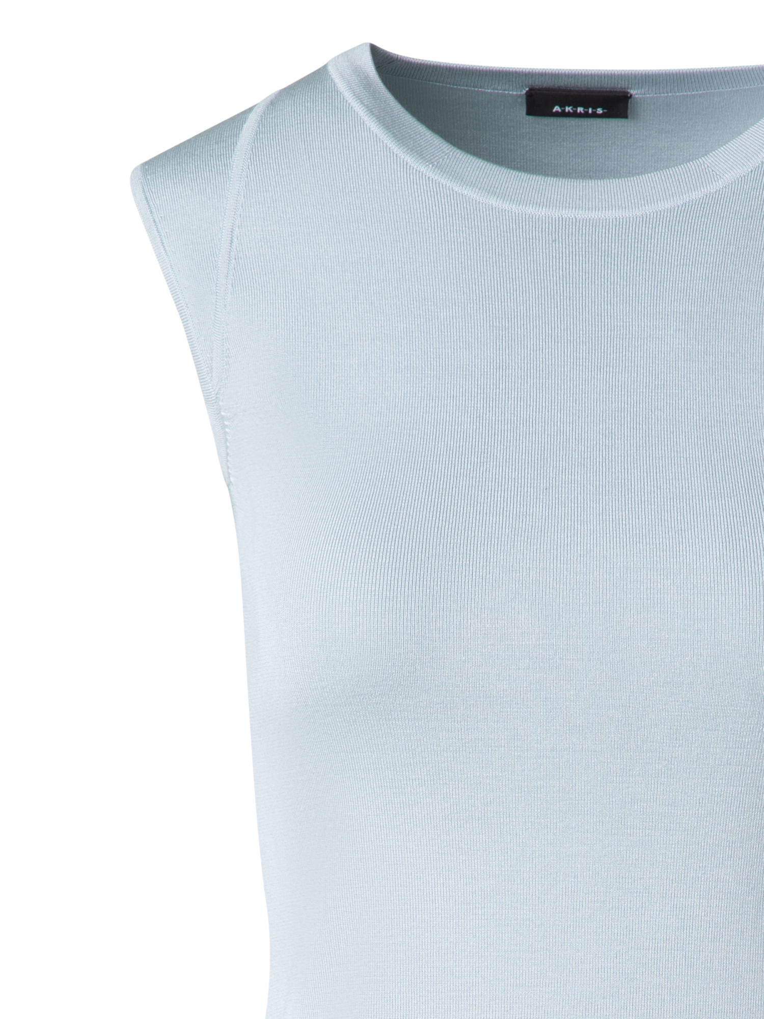 Designer Ärmelloses Strick Oberteil in Seiden-Stretch - Blau