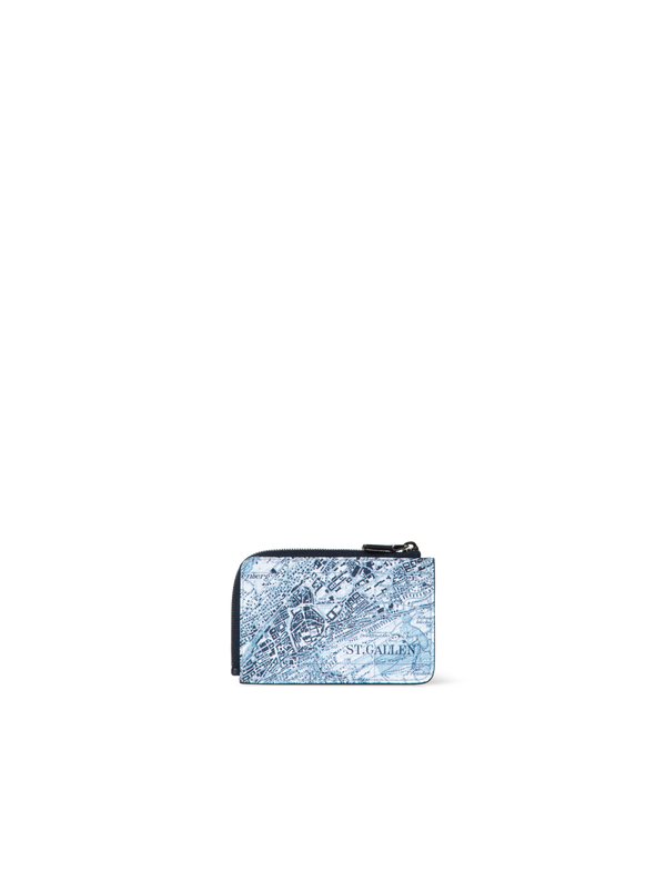 Designer Small Wallet mit St. Gallen Map Druck - Blau - Bunt