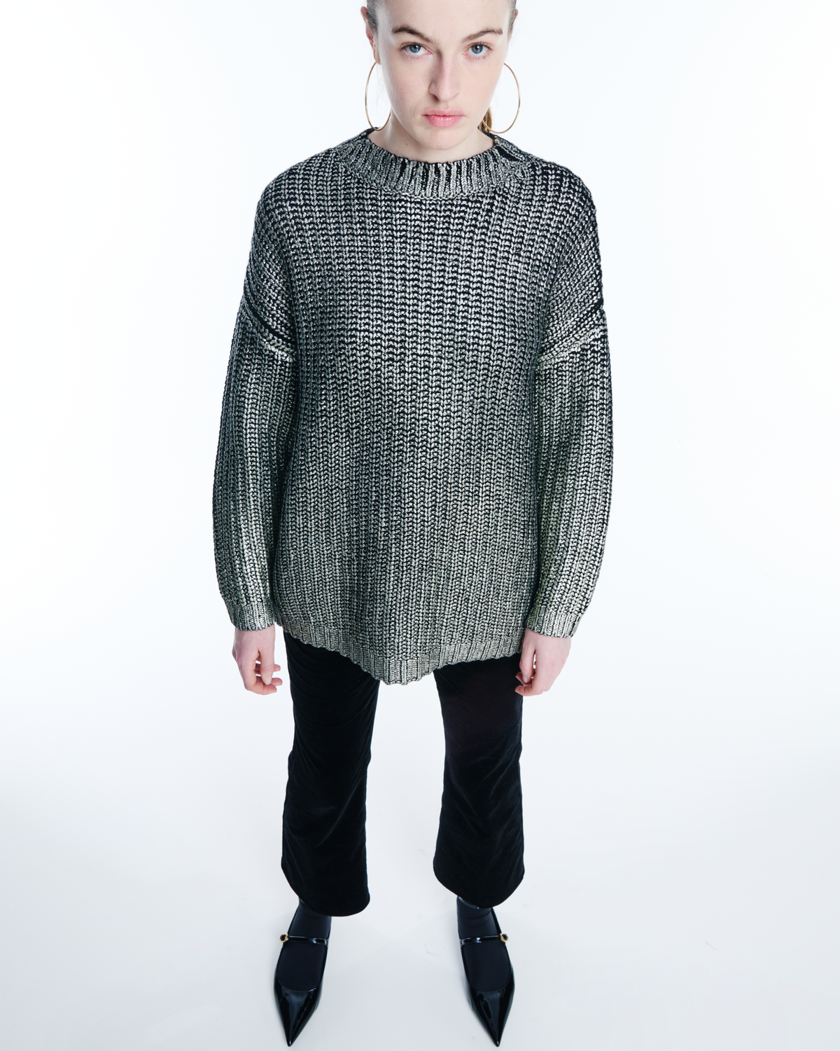 Designer Strickpullover aus goldbeschichtetem Cashwool - Schwarz - Gold #editorial