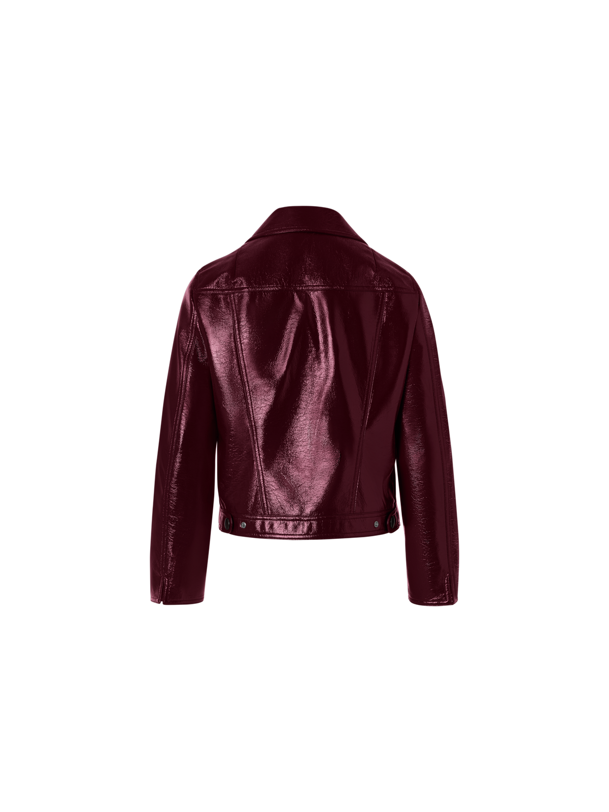 Designer Langärmelige Jacke aus glänzendem Crinkle-Kunstleder - Rot