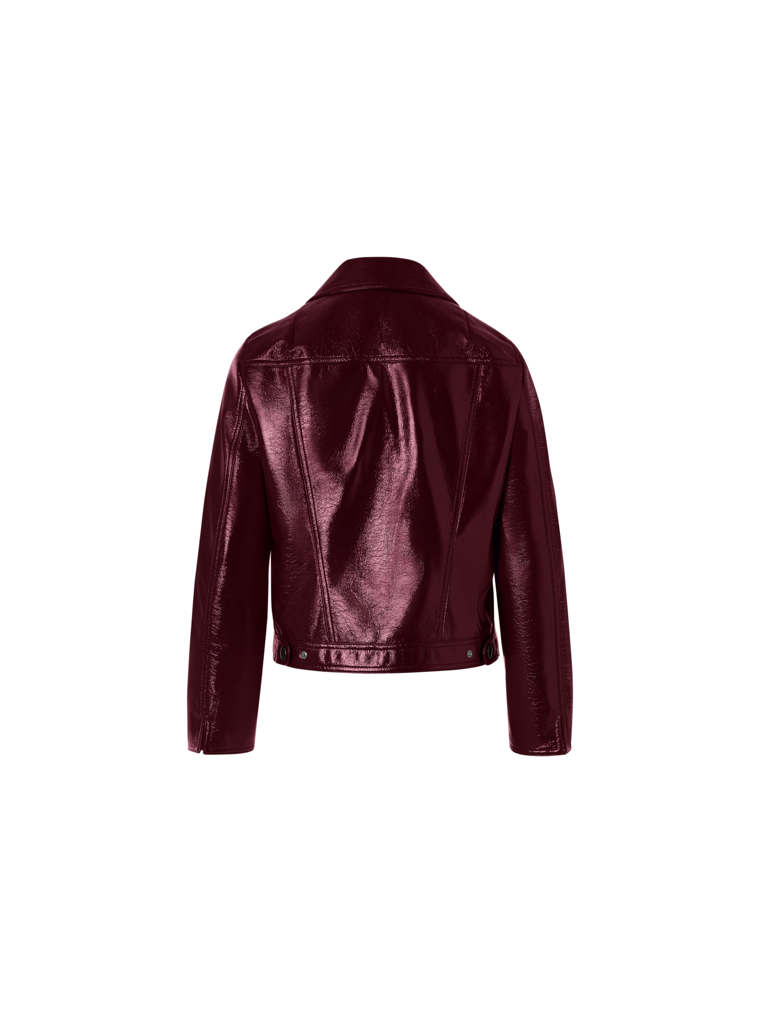 Designer Langärmelige Jacke aus glänzendem Crinkle-Kunstleder - Rot