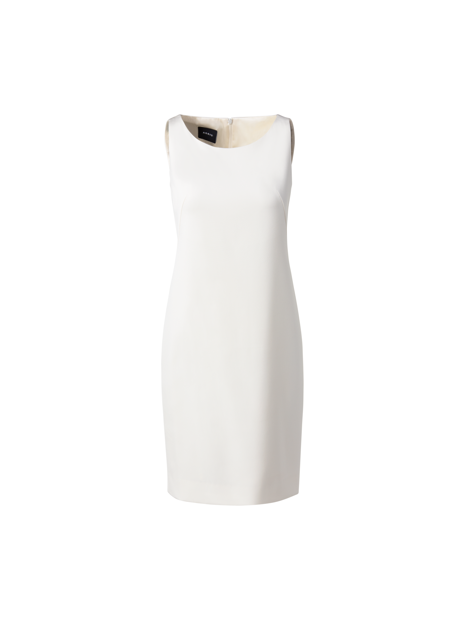 Designer Etuikleid aus Seiden-Stretch-Crêpe - Ecru - Weiss