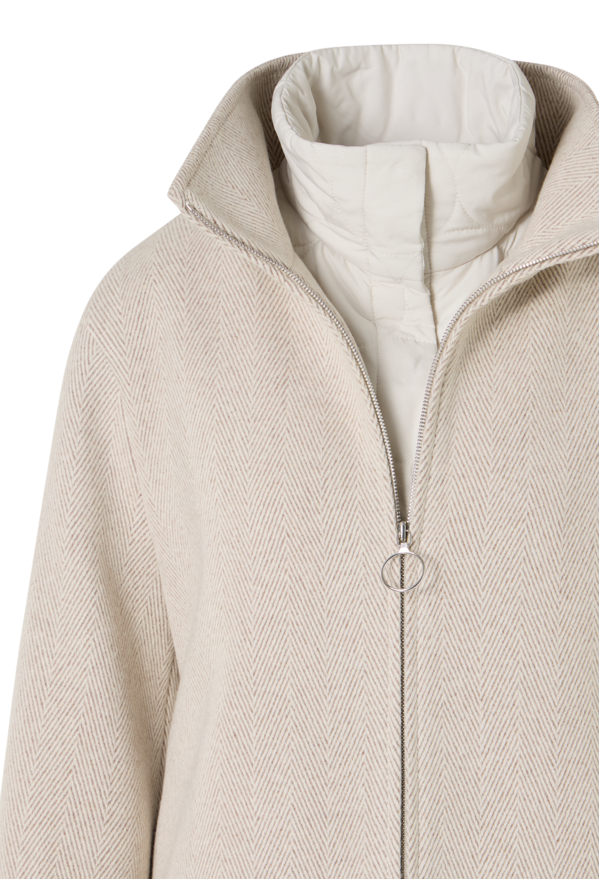 Designer Zwei-in-Eins-Mantel mit Dot Stepplage - Beige