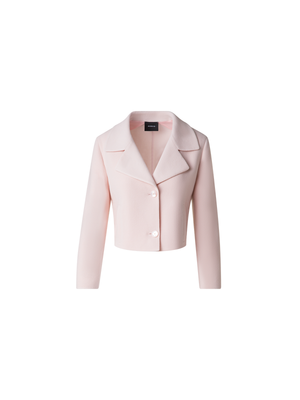 Designer Kurze Jacke aus Wollkrepp-Doubleface - Rosa