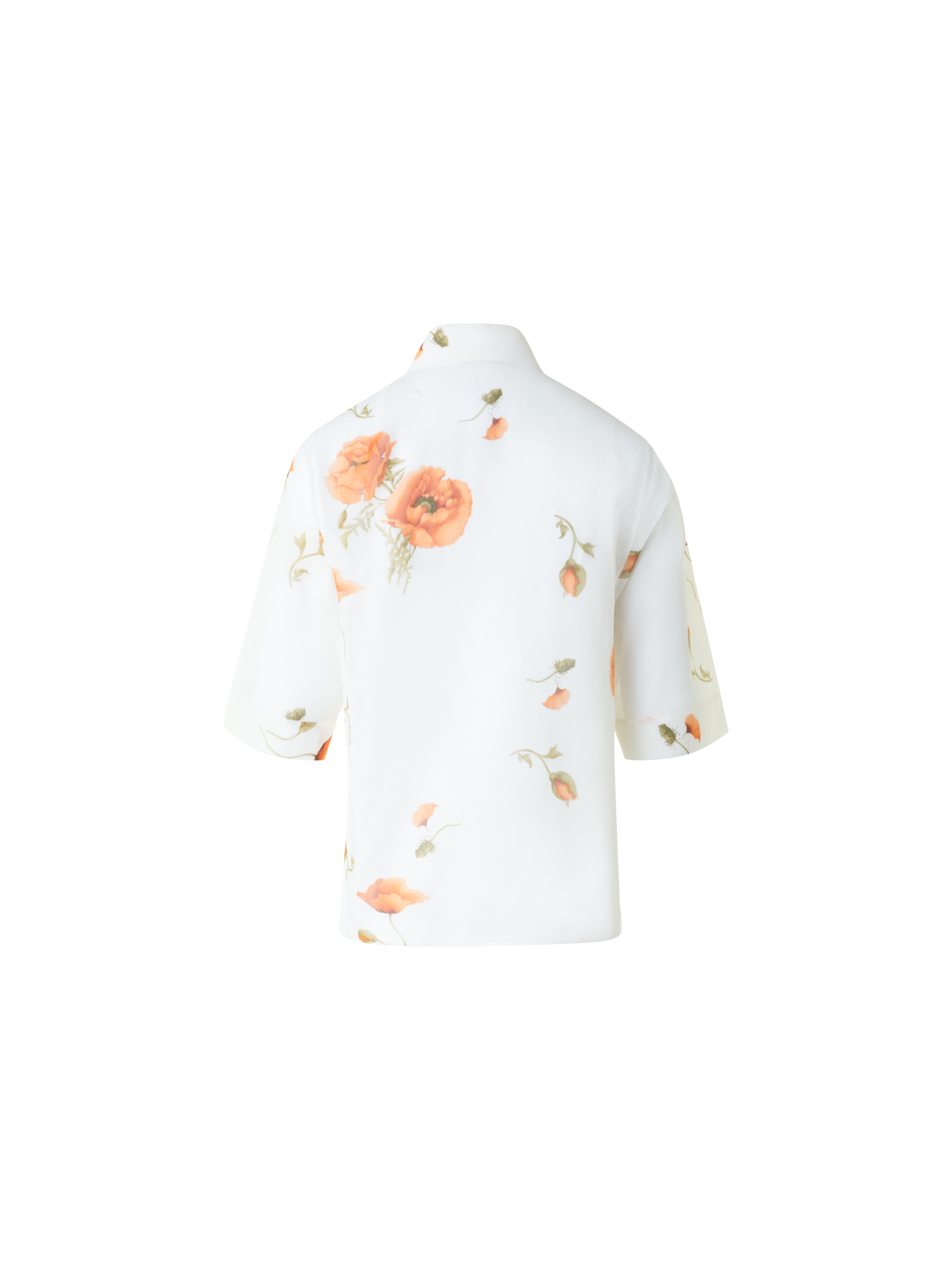 Designer Boxy Baumwoll-Bluse mit Anemone Druck - Bunt - Ecru - Weiss