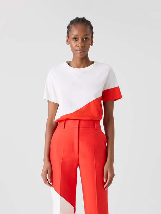 Designer Lässiges Baumwoll-T-Shirt mit Polygon-Druck - Bunt 