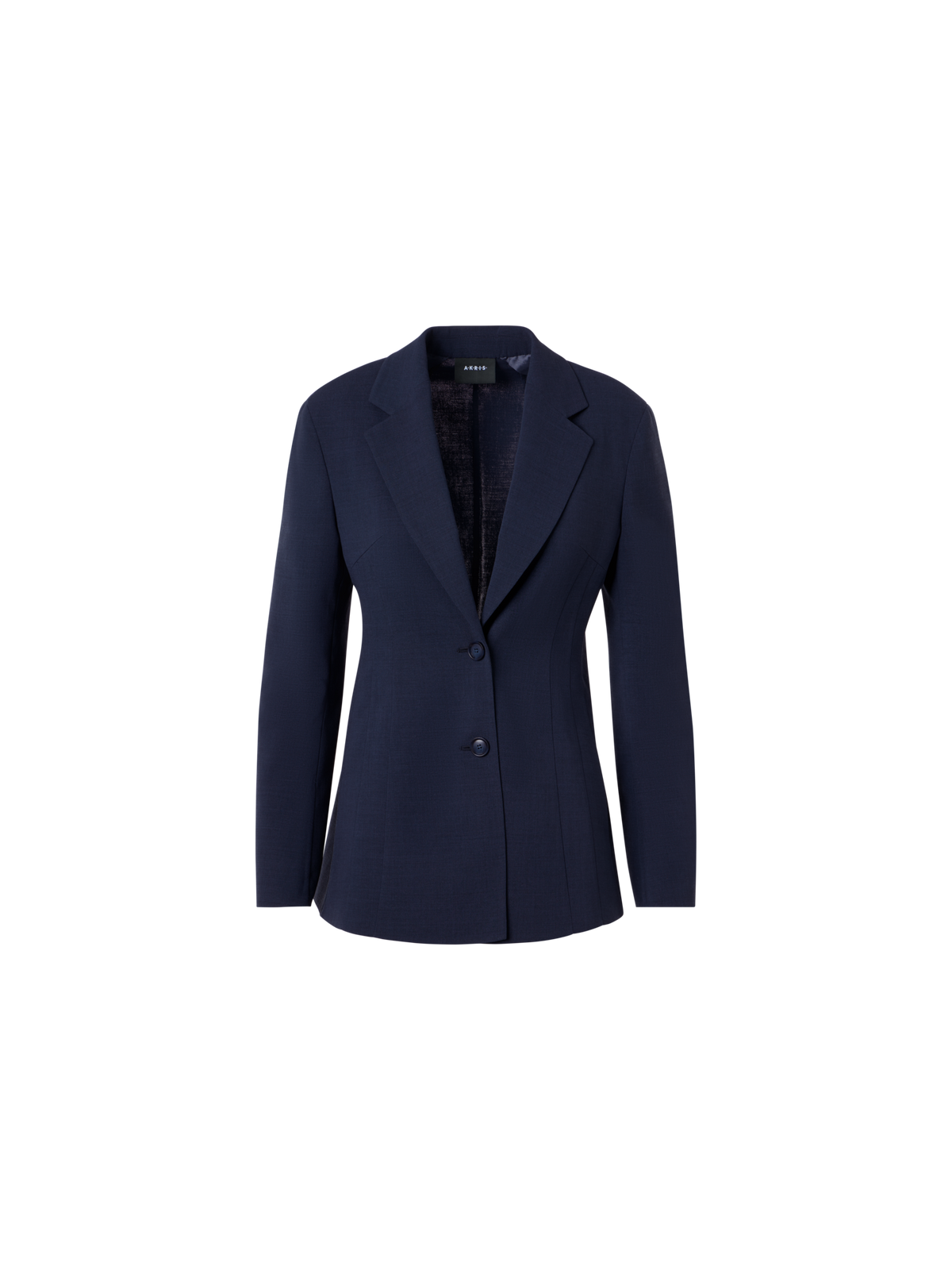 Designer Taillierte Jacke aus Wolle Bi-Stretch Doubleface - Dunkelblau