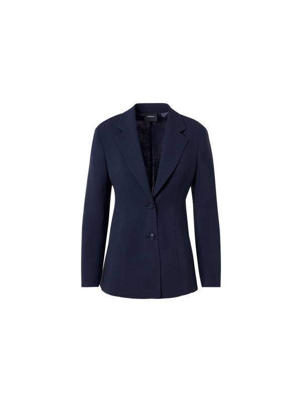 Designer Taillierte Jacke aus Wolle Bi-Stretch Doubleface - Dunkelblau