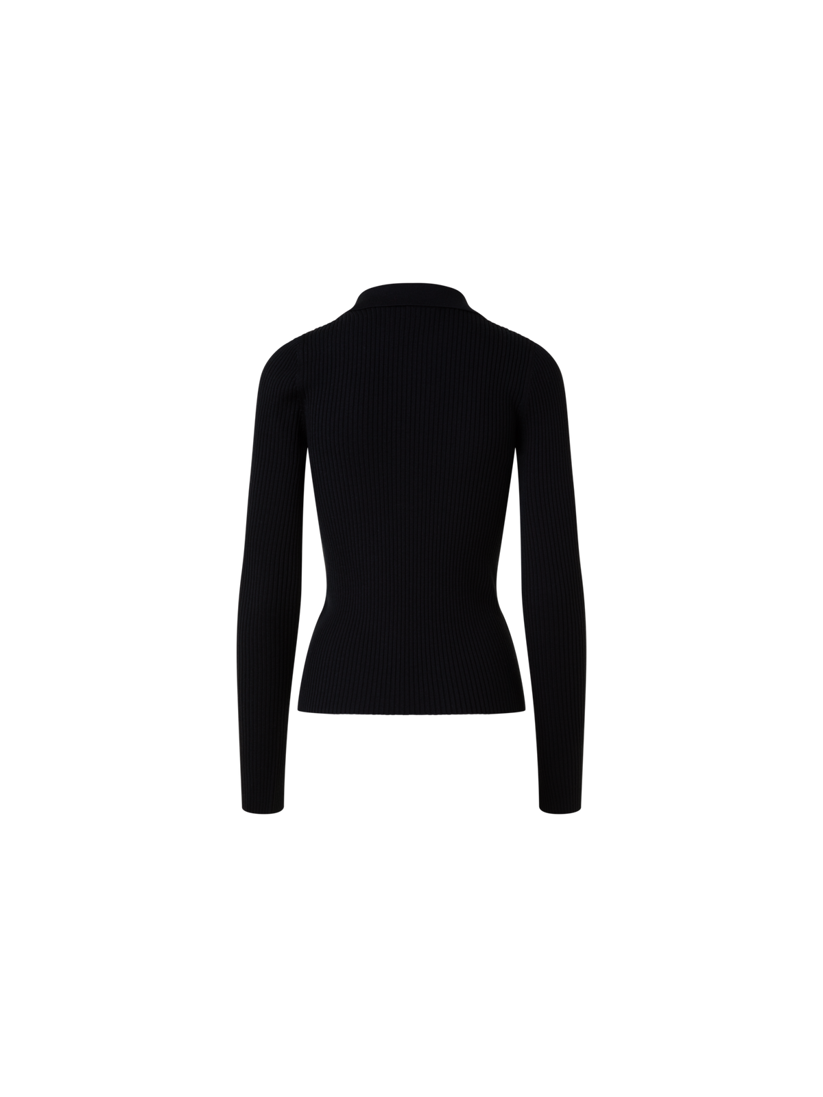 Designer Gerippter Merino-Polo-Oberteil - Schwarz - Bunt