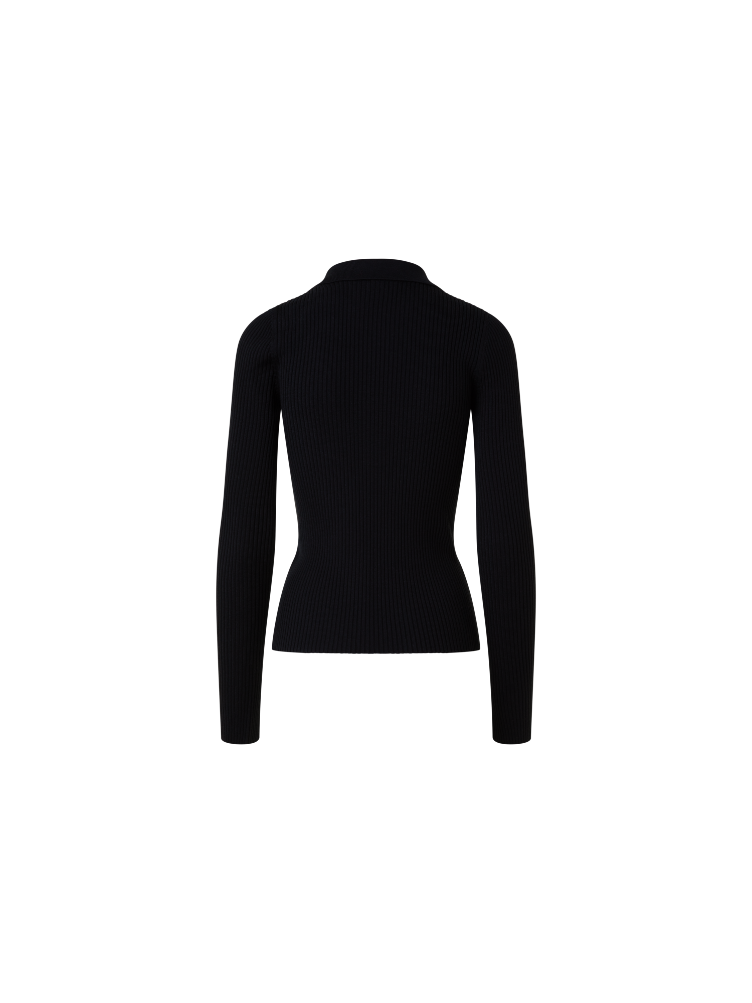 Designer Gerippter Merino-Polo-Oberteil - Schwarz - Bunt